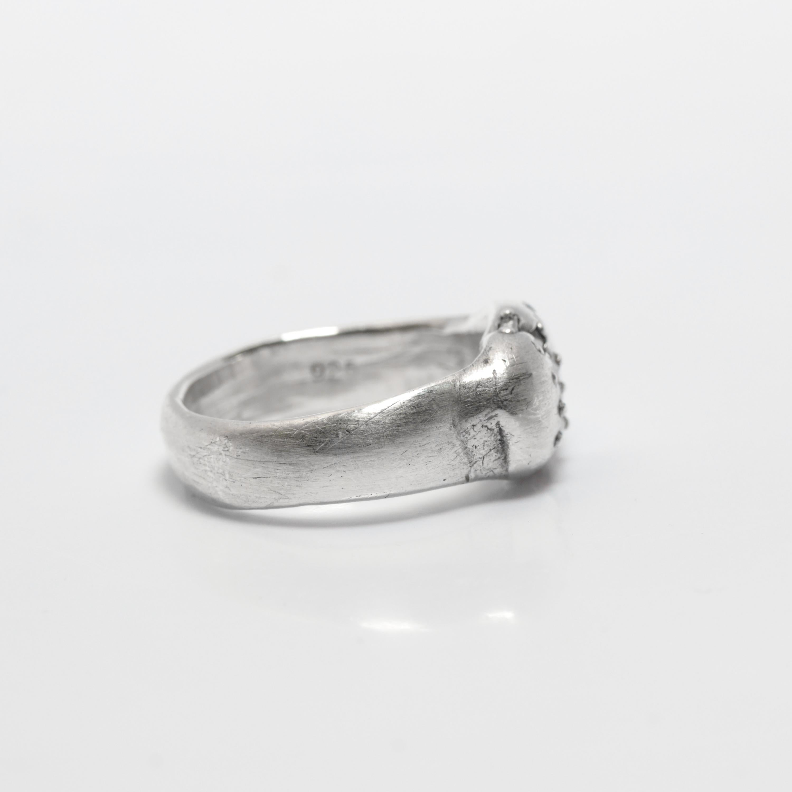 Chunky Sterling Silber & natürliche Baguette Diamanten Ring, ein von einer Art im Angebot 3