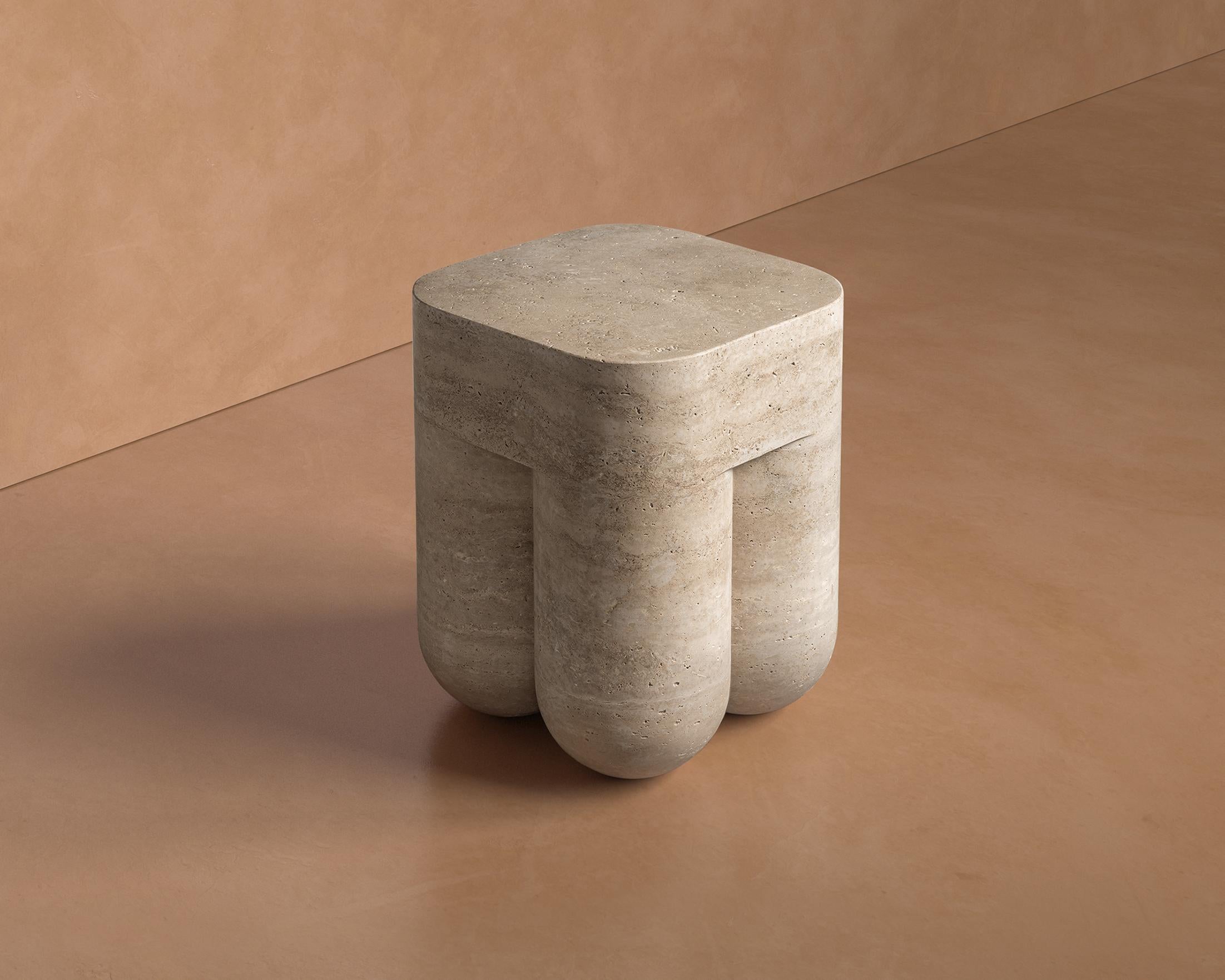 Other Chunky Stool & Side Table Roman Travertine For Sale