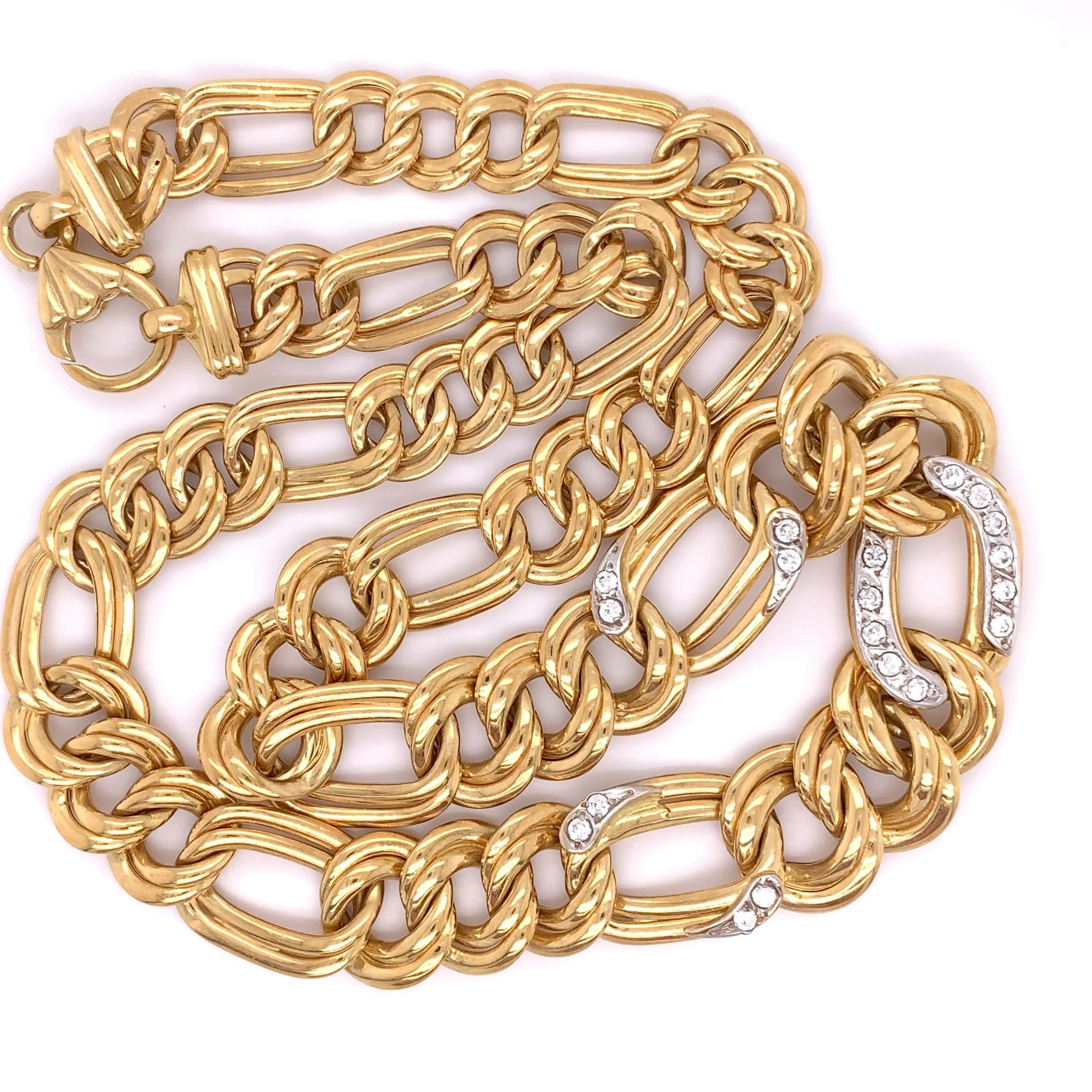 Collier à maillons cubains de style massif en or jaune 18k Unisexe en vente
