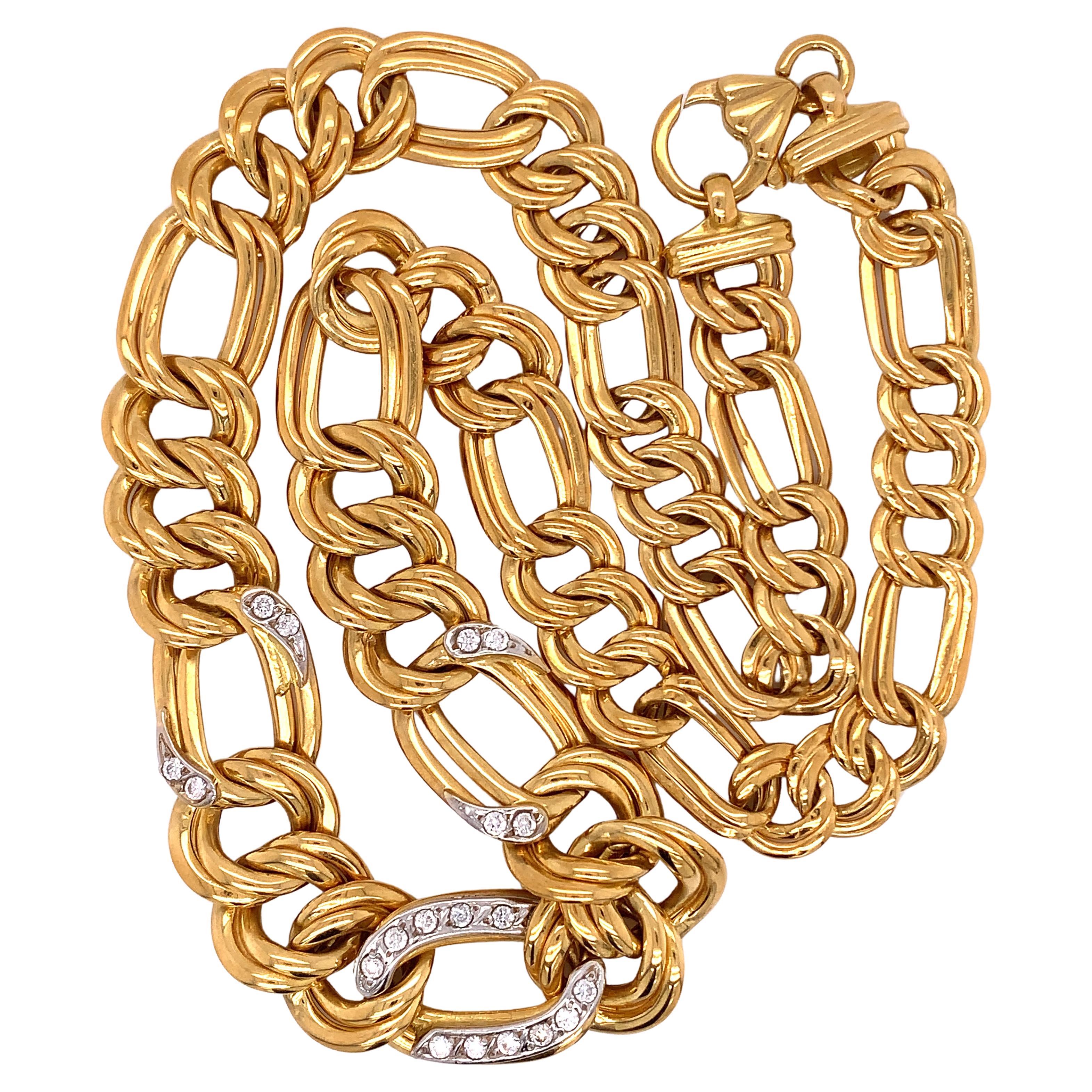 Collier à maillons cubains de style massif en or jaune 18k
