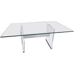 Chunky Thick Lucite Aluminium Dining Room Table Desk Mid-Century Modern