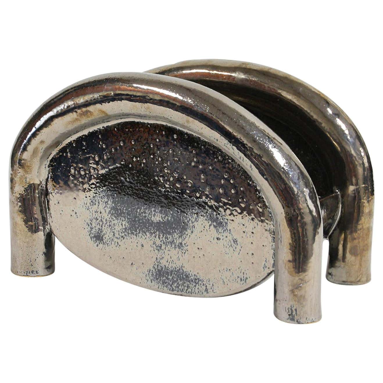 Chunky Tubular Ceramic Magazine Rack by BZIPPY in Silver Palladium ...