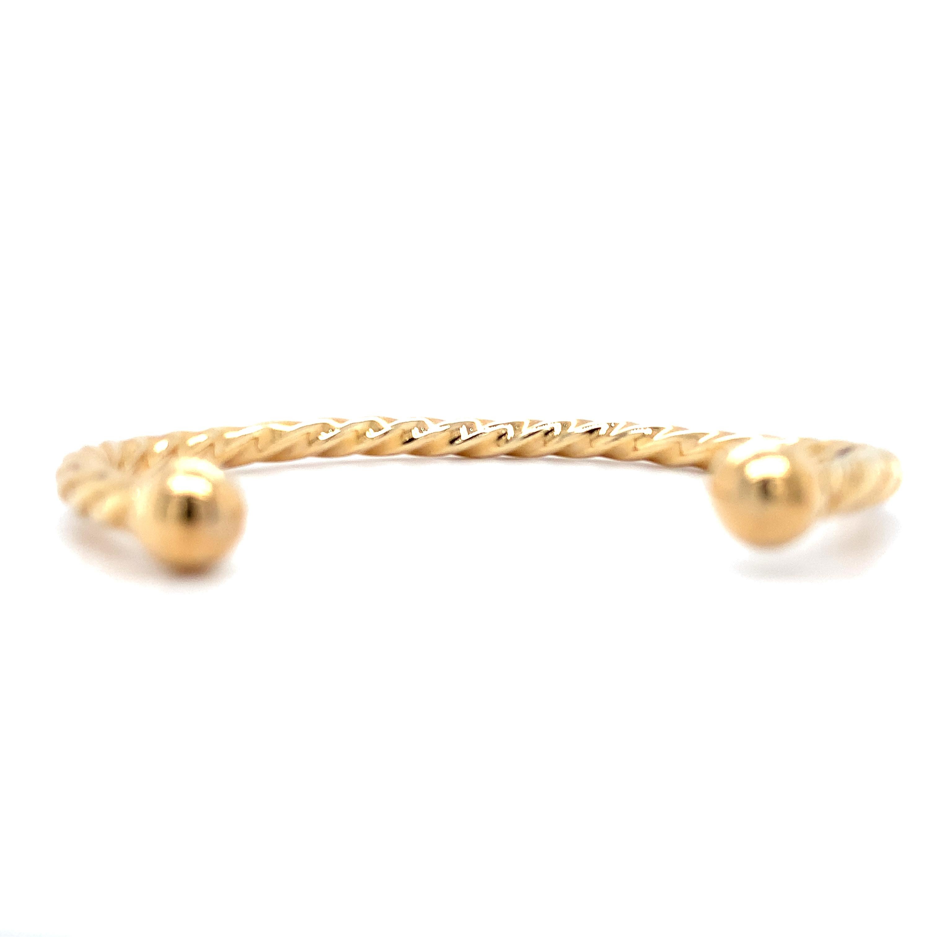 Chunky twisted cuff open bangle bracelet 9k yellow gold For Sale 1