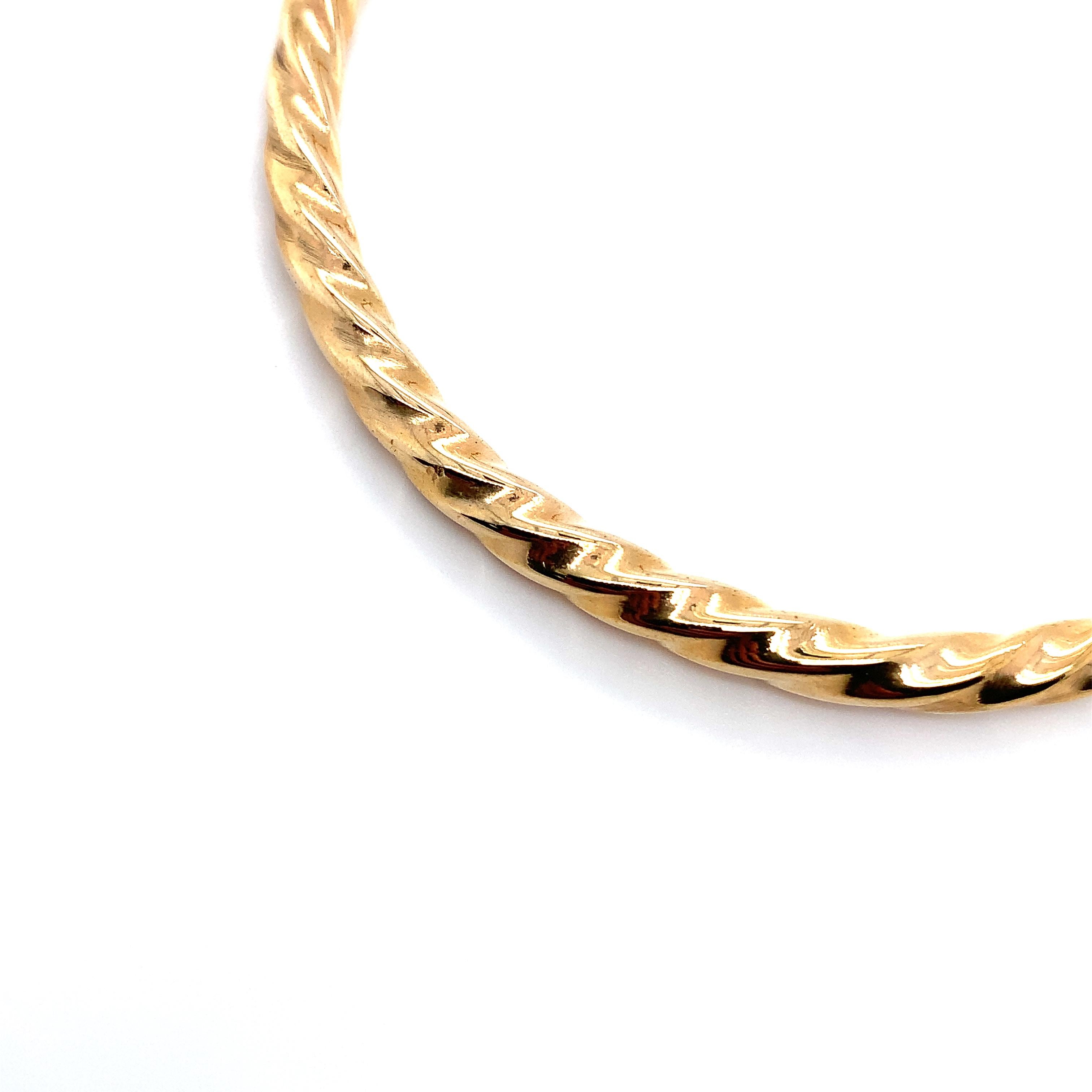 Chunky twisted cuff open bangle bracelet 9k yellow gold For Sale 3