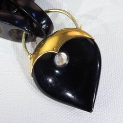 Chunky Victorian Pique Bracelet Gold Moonstone Heart Lock
