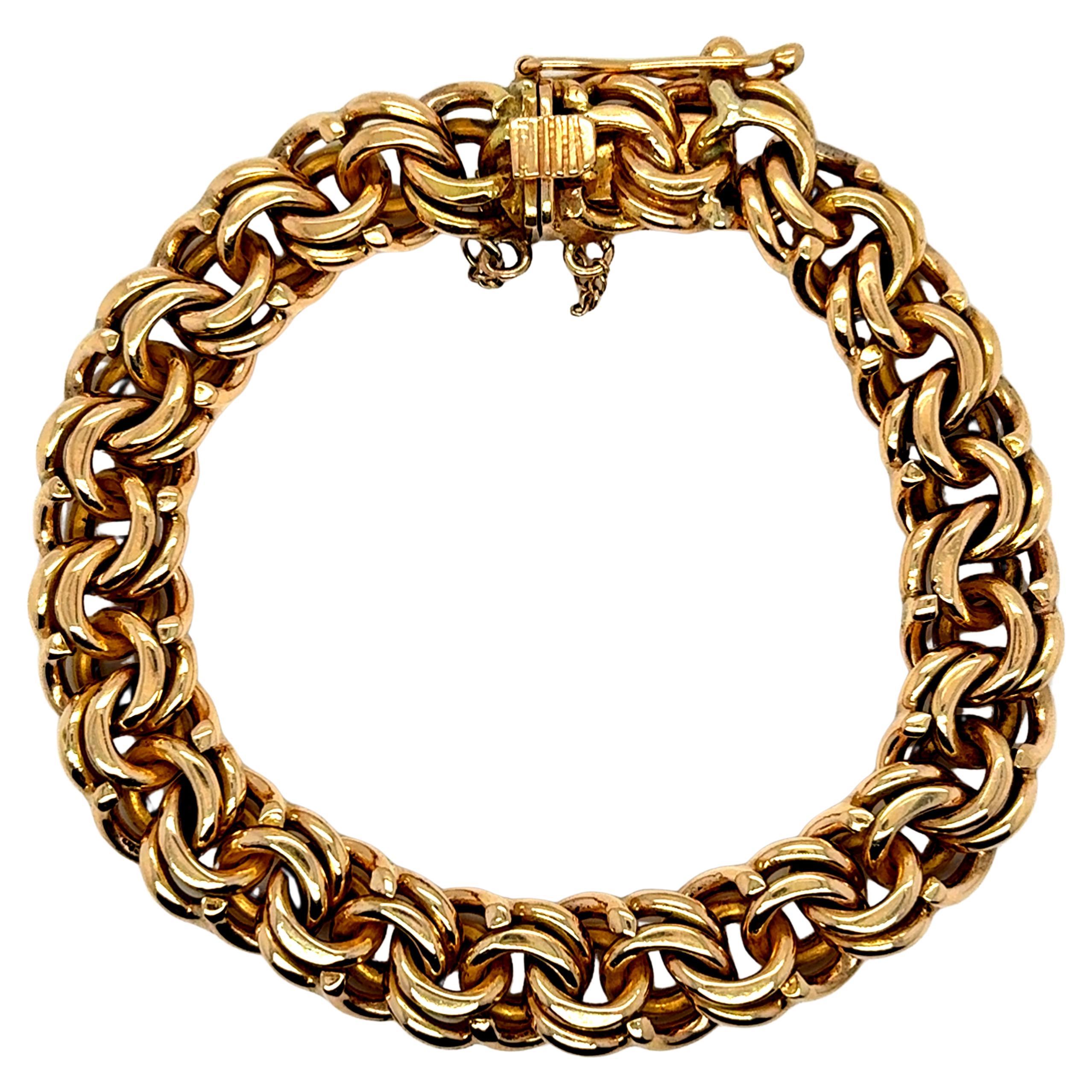 Chunky Vintage 18K Gelbgold Armband Charm-Armband. im Angebot