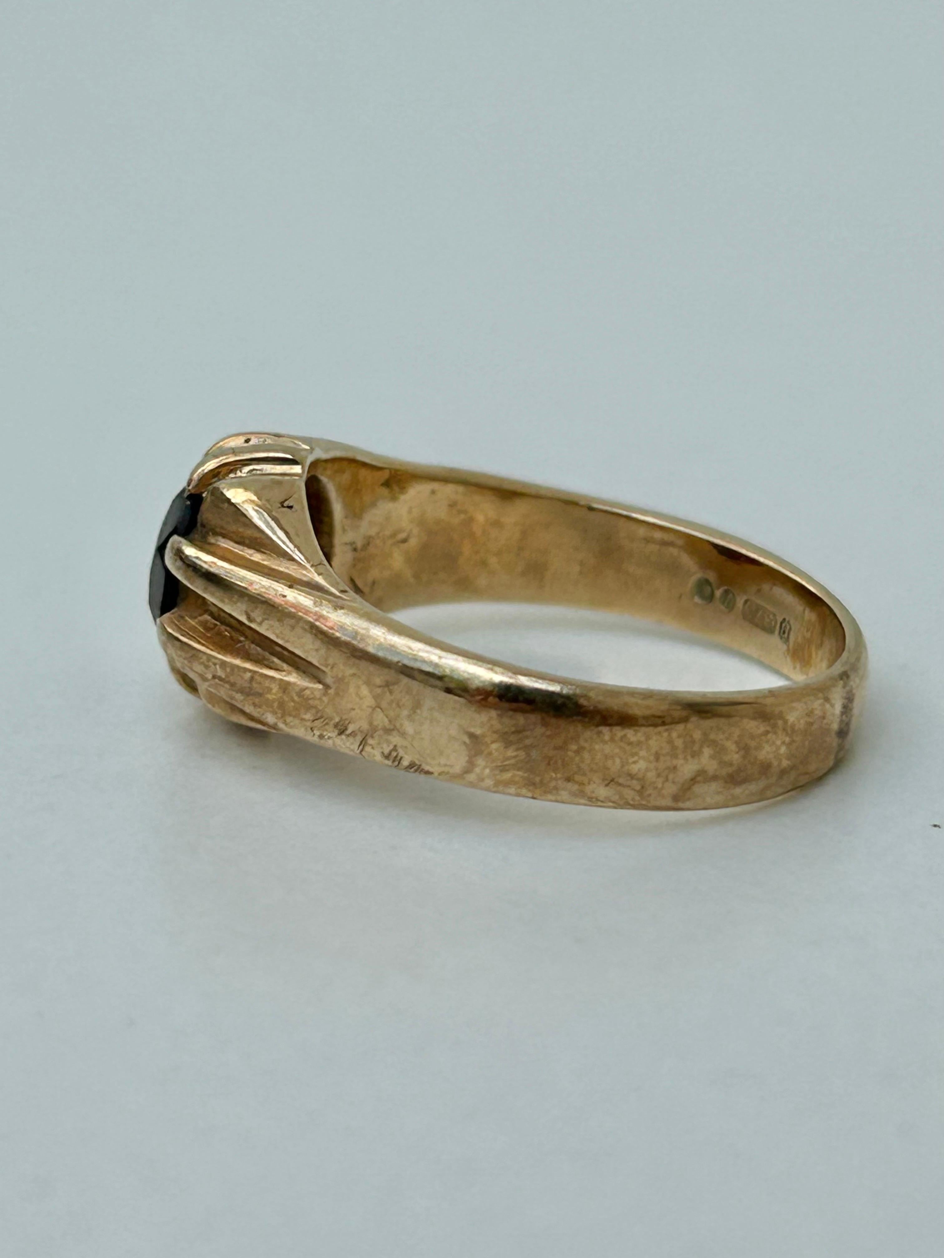 Artist Chunky Vintage 9 Carat Gold Garnet Signet Ring For Sale