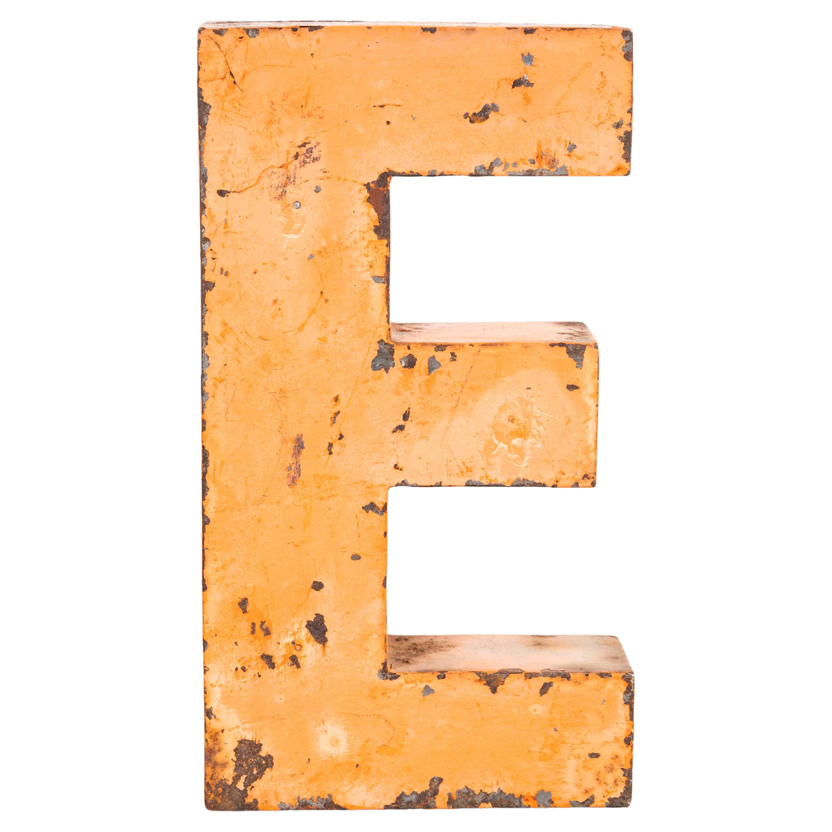 Chunky Vintage French Signage Letter - Medium E For Sale