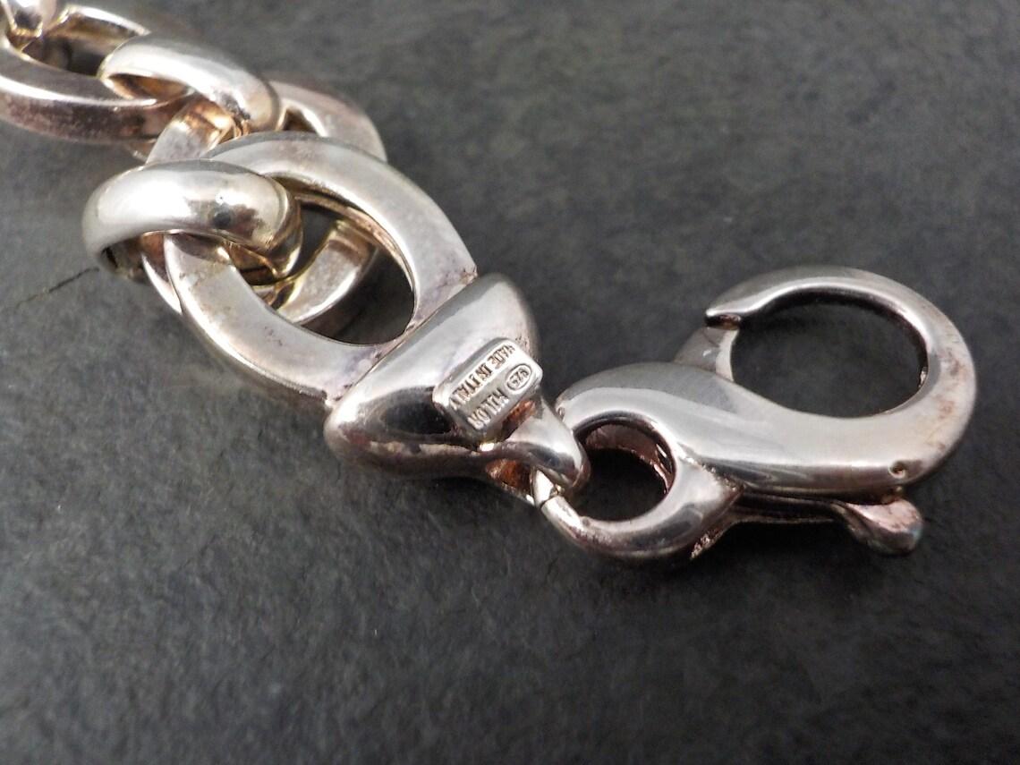 Brazalete grueso vintage italiano de plata de ley 8,25 pulgadas en venta 3