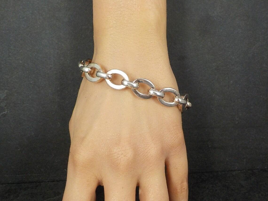 Brazalete grueso vintage italiano de plata de ley 8,25 pulgadas en venta 4
