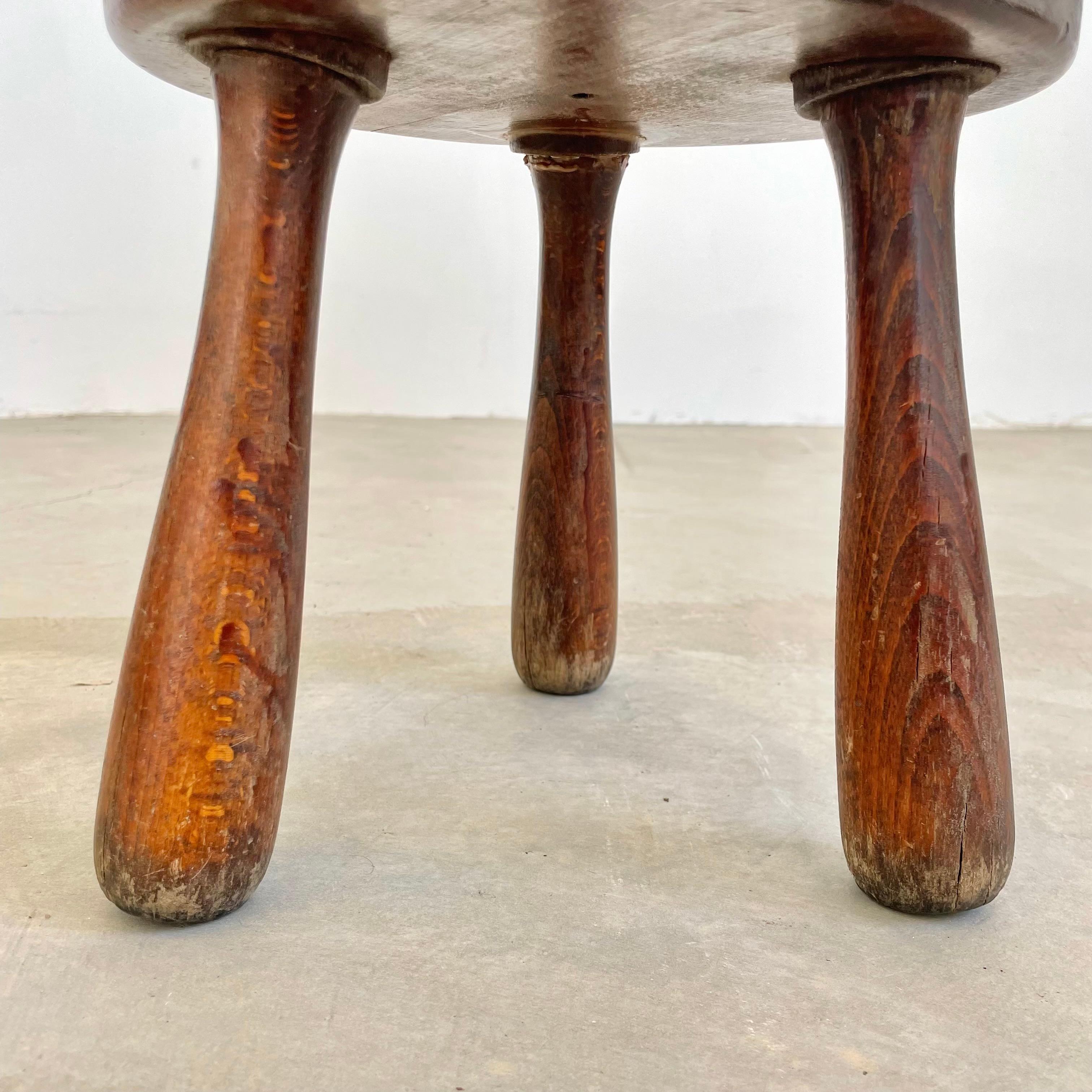 Chunky Wood Tripod Stool, 1950s, France 4