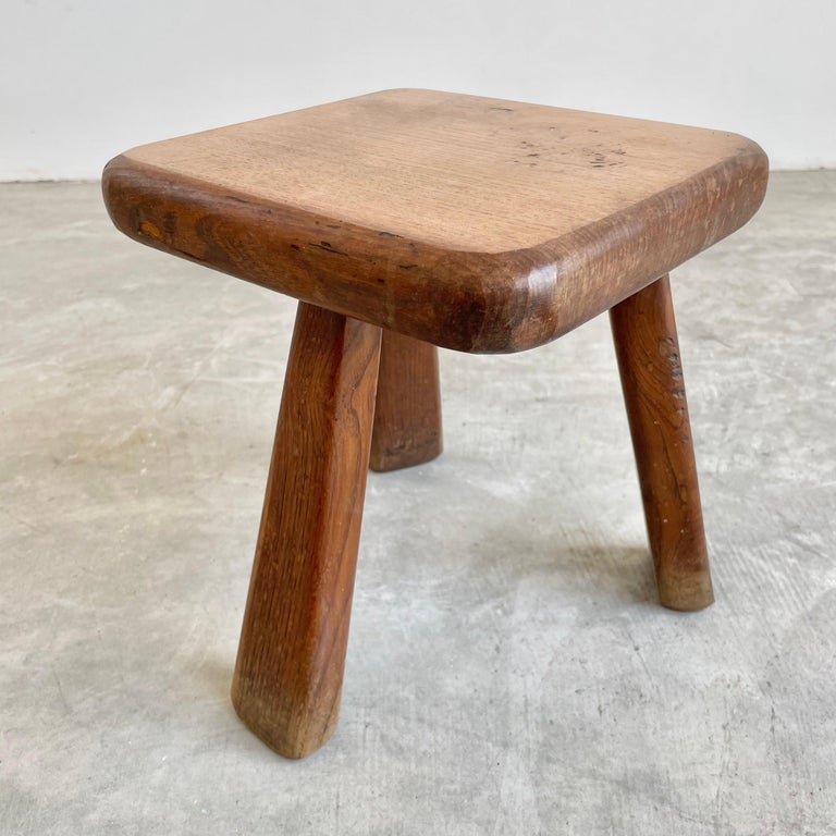 Chunky Wood Tripod Stool, 1950s France For Sale at 1stDibs