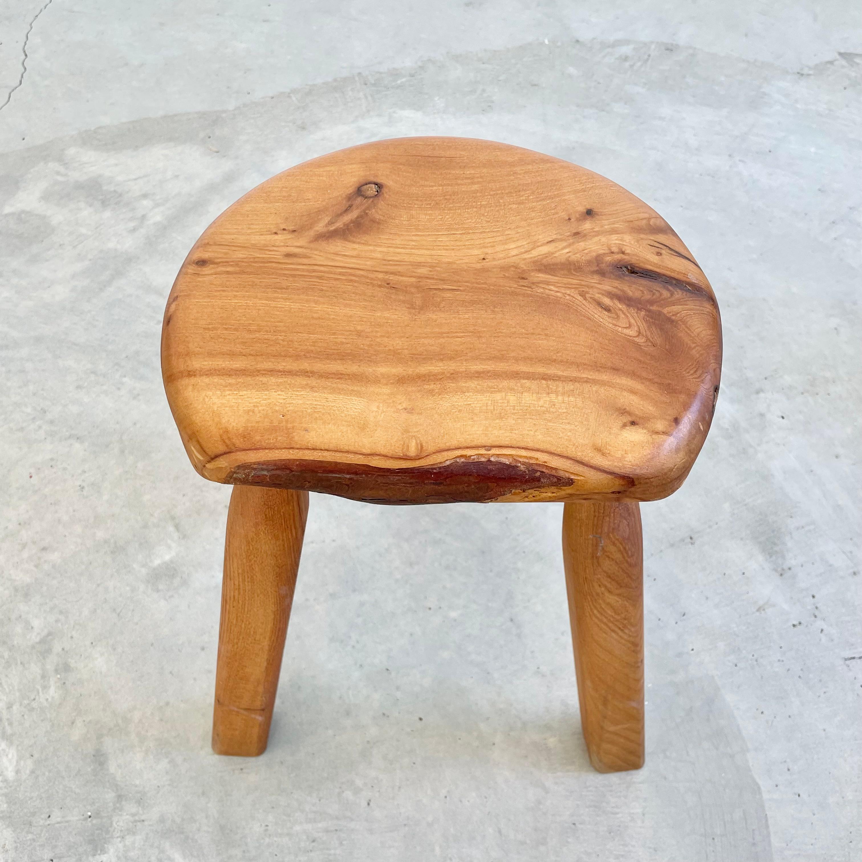 Chunky Wood Tripod Stool, 1970s France 3