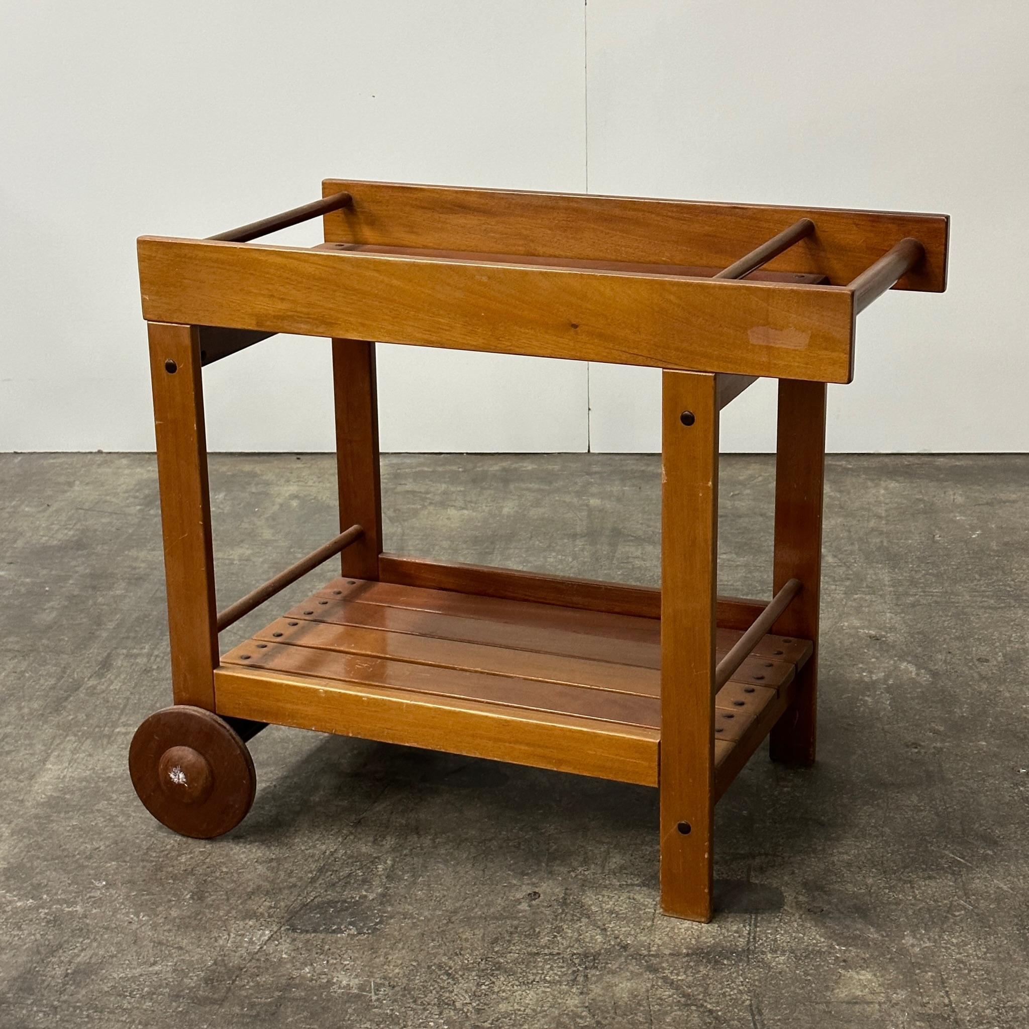 Unknown Chunky Wooden Serving Trolley For Sale