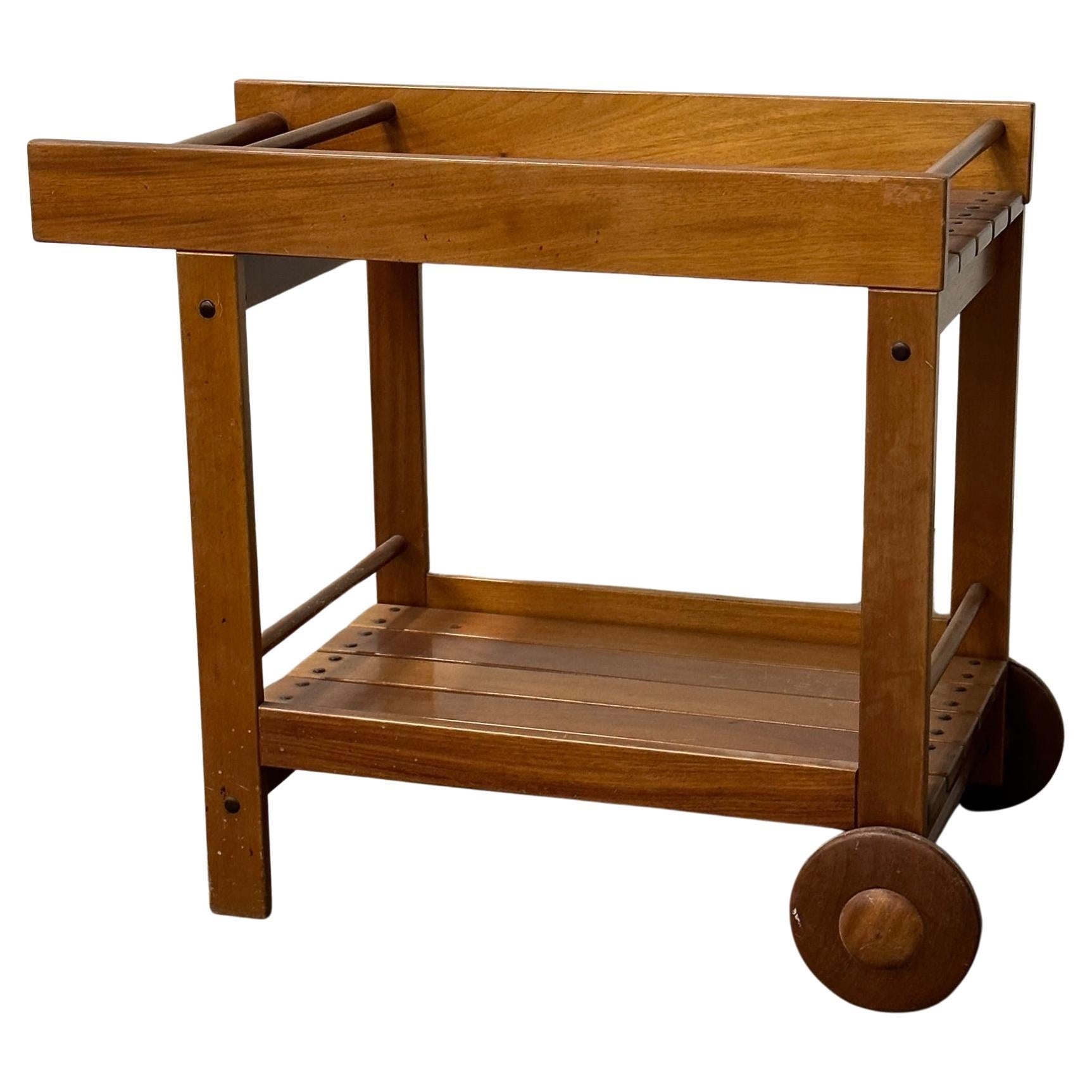 Chunky Wooden Serving Trolley For Sale