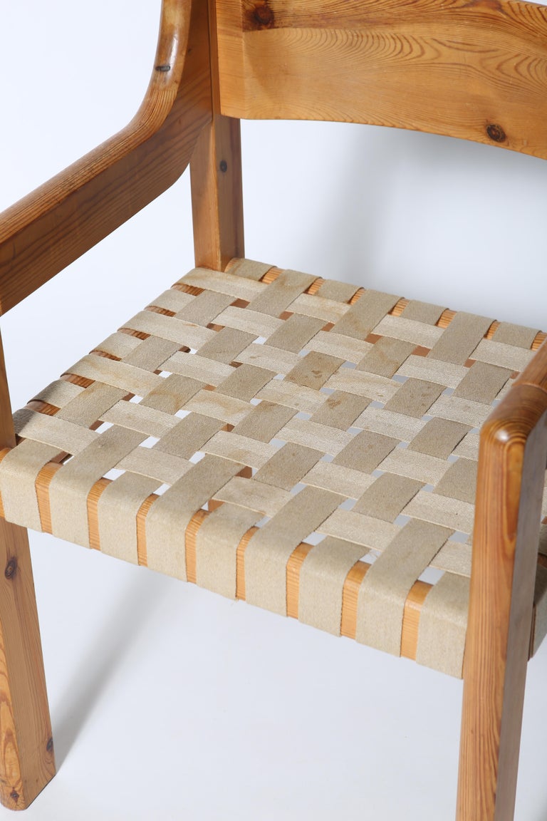 Chunky woven Scandinavian brutalist pine chairs For Sale at 1stDibs