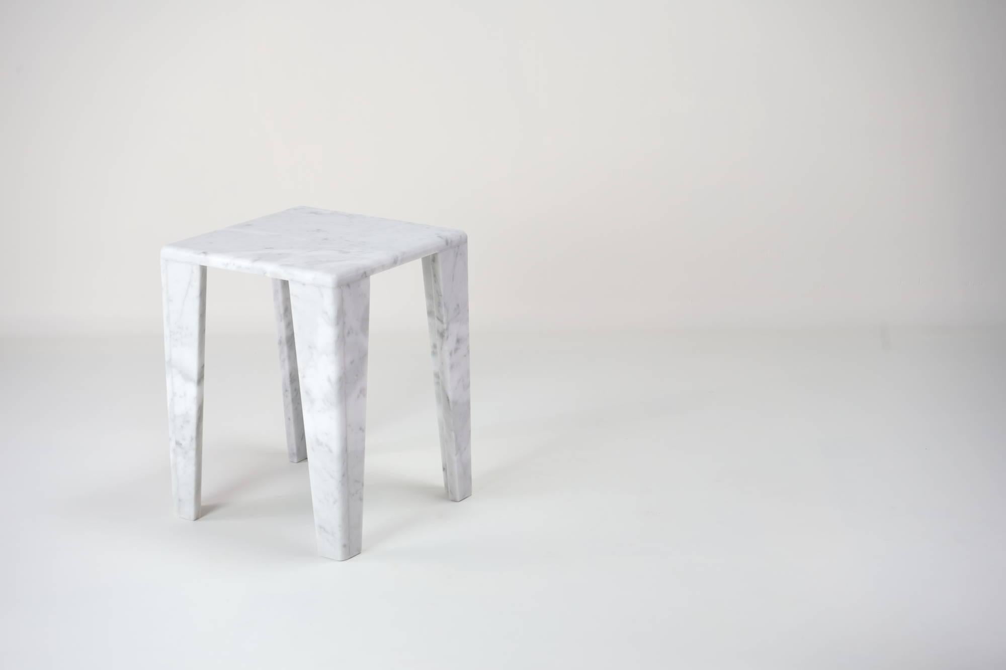 Modern ChunkY01, Carrara Marble Side Table For Sale