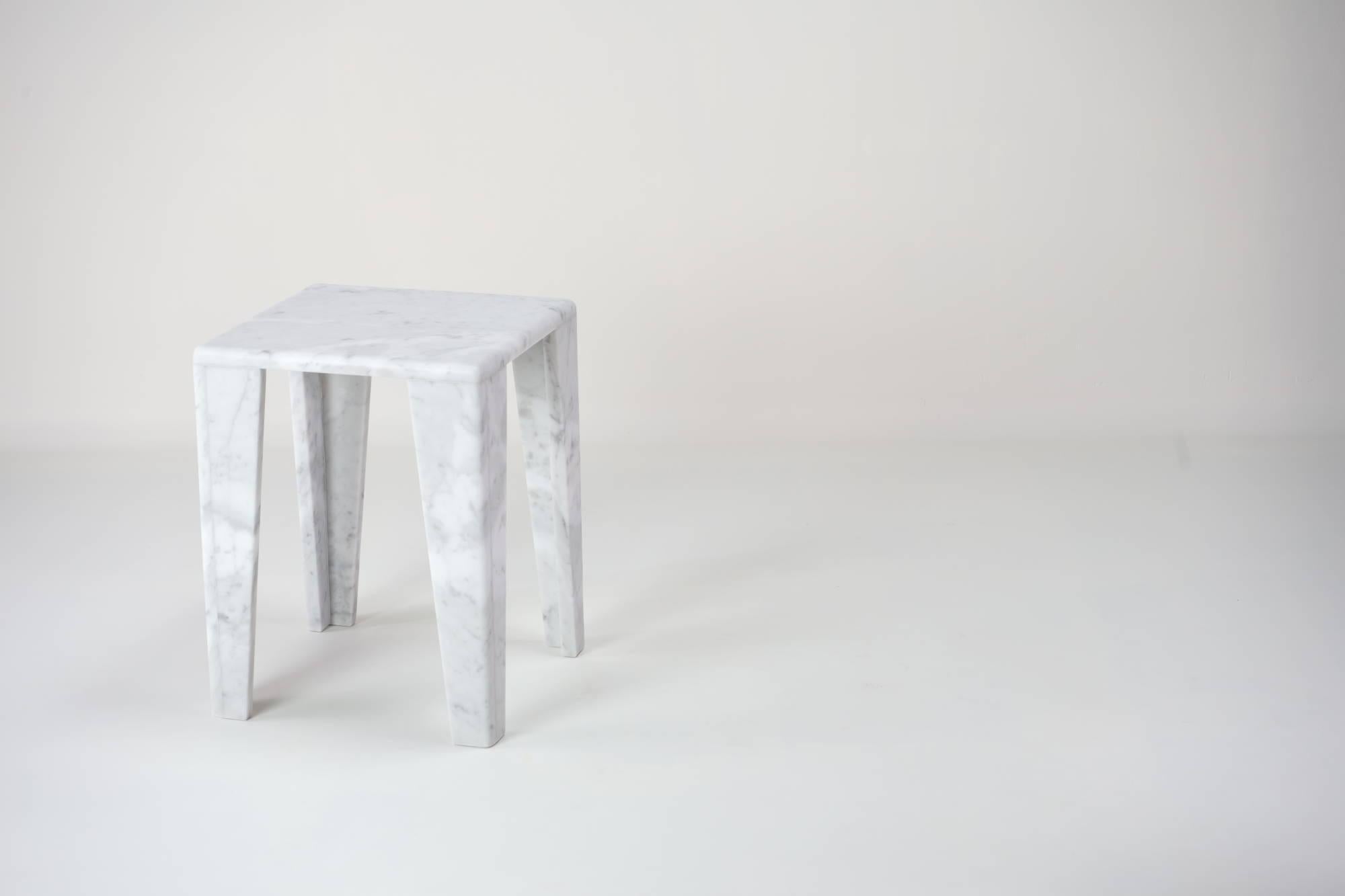 Italian ChunkY01, Carrara Marble Side Table For Sale