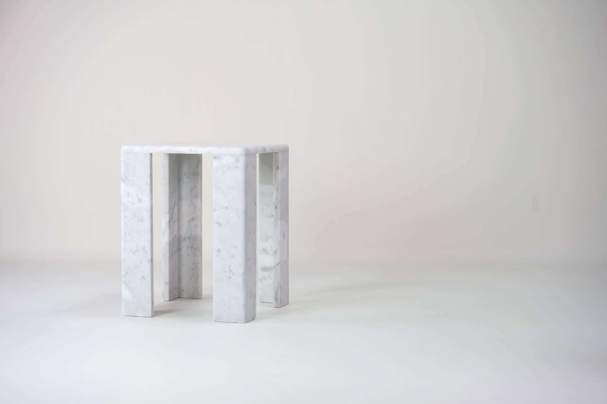 Italian ChunkY02, Carrara Marble Side Table For Sale