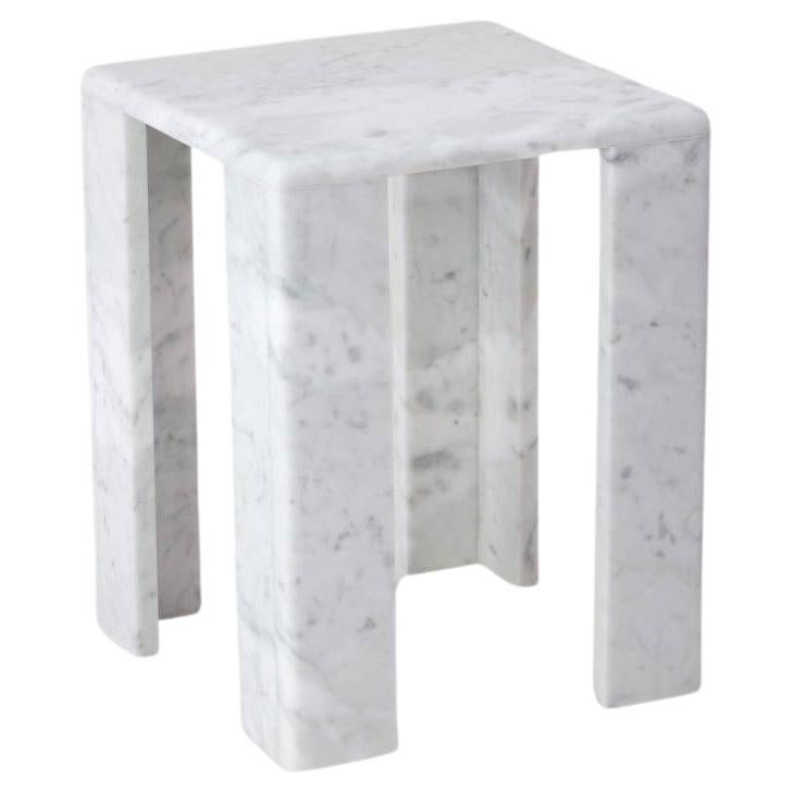ChunkY02, Carrara Marble Side Table For Sale