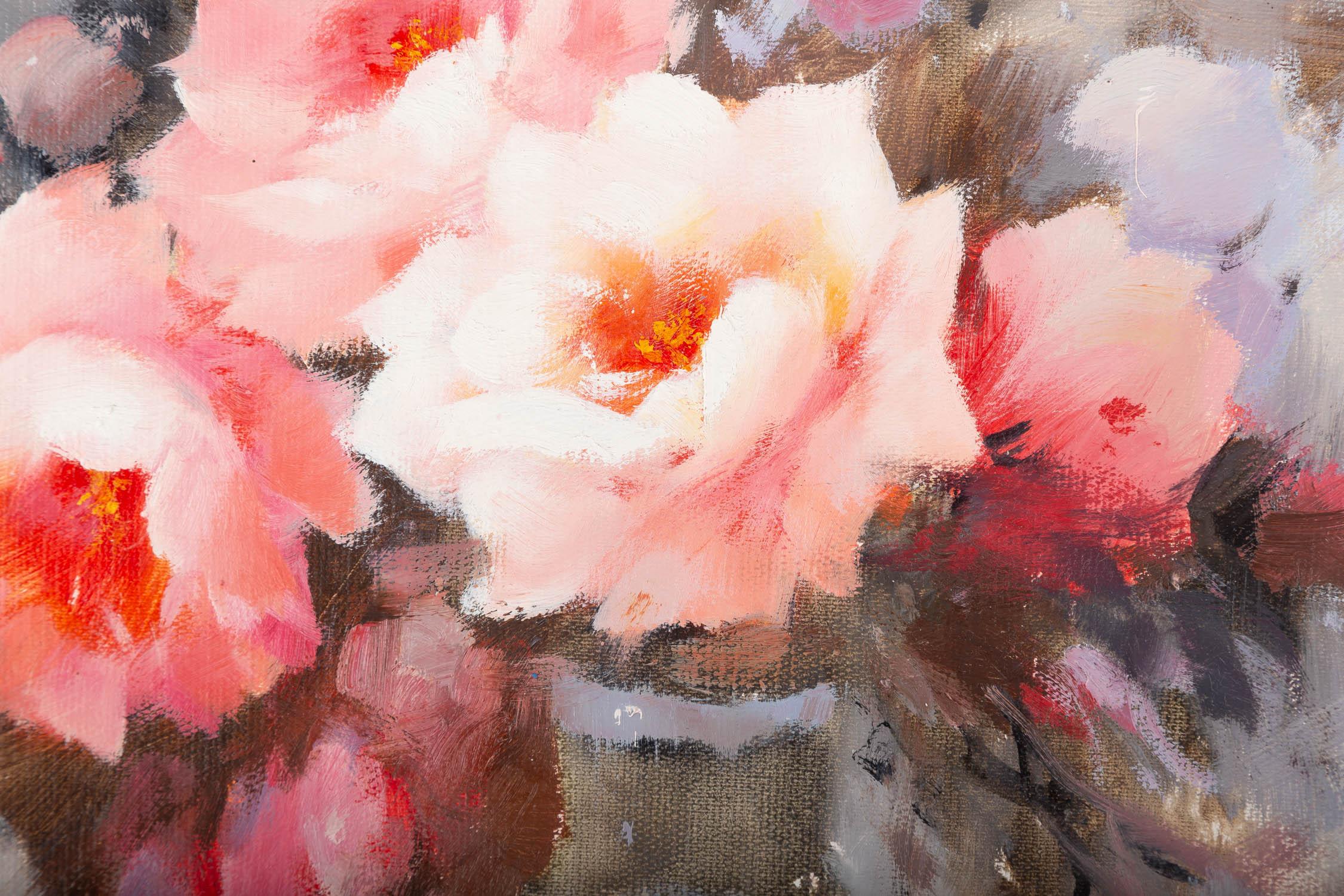 Chunli Huang, Blumengemälde, Original, Öl auf Leinwand, „Blumenblüten in Rosa und Weiß“, Chunli Huang im Angebot 4
