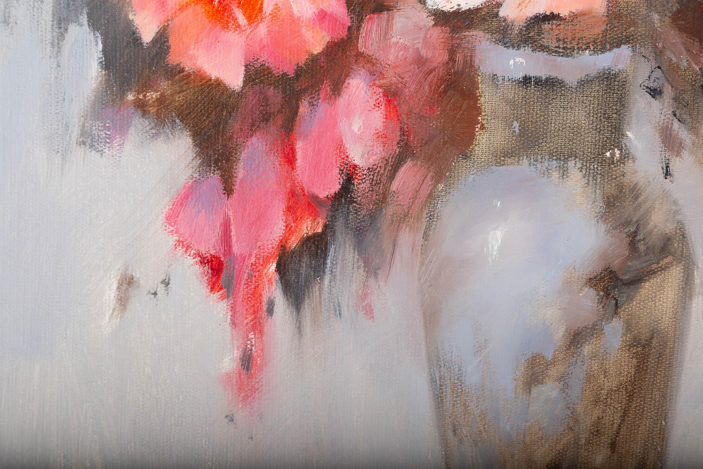 Chunli Huang, Blumengemälde, Original, Öl auf Leinwand, „Blumenblüten in Rosa und Weiß“, Chunli Huang im Angebot 5