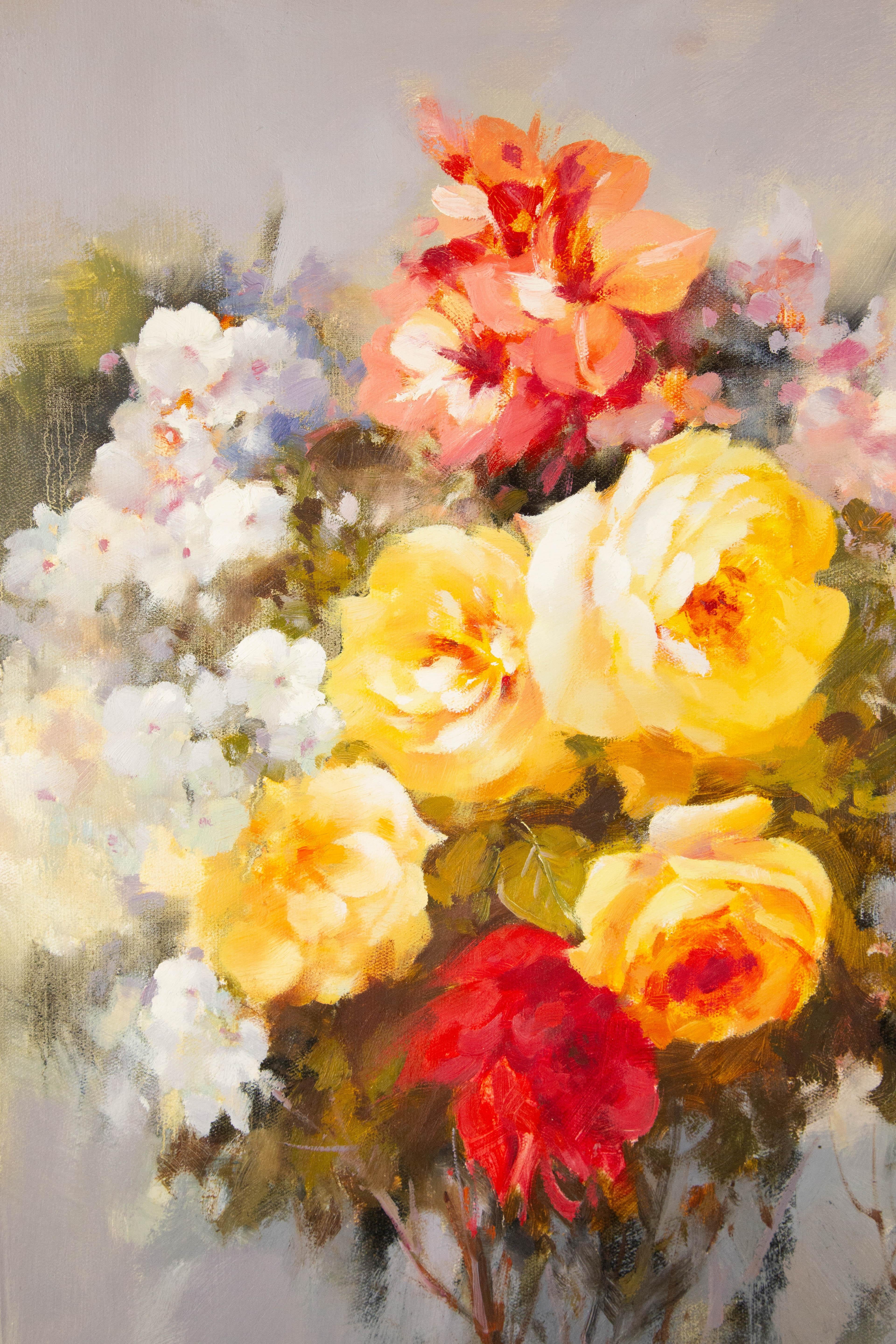 Chunli Huang, Blumengemälde, Original, Öl auf Leinwand, „Diese Blumen“ im Angebot 1