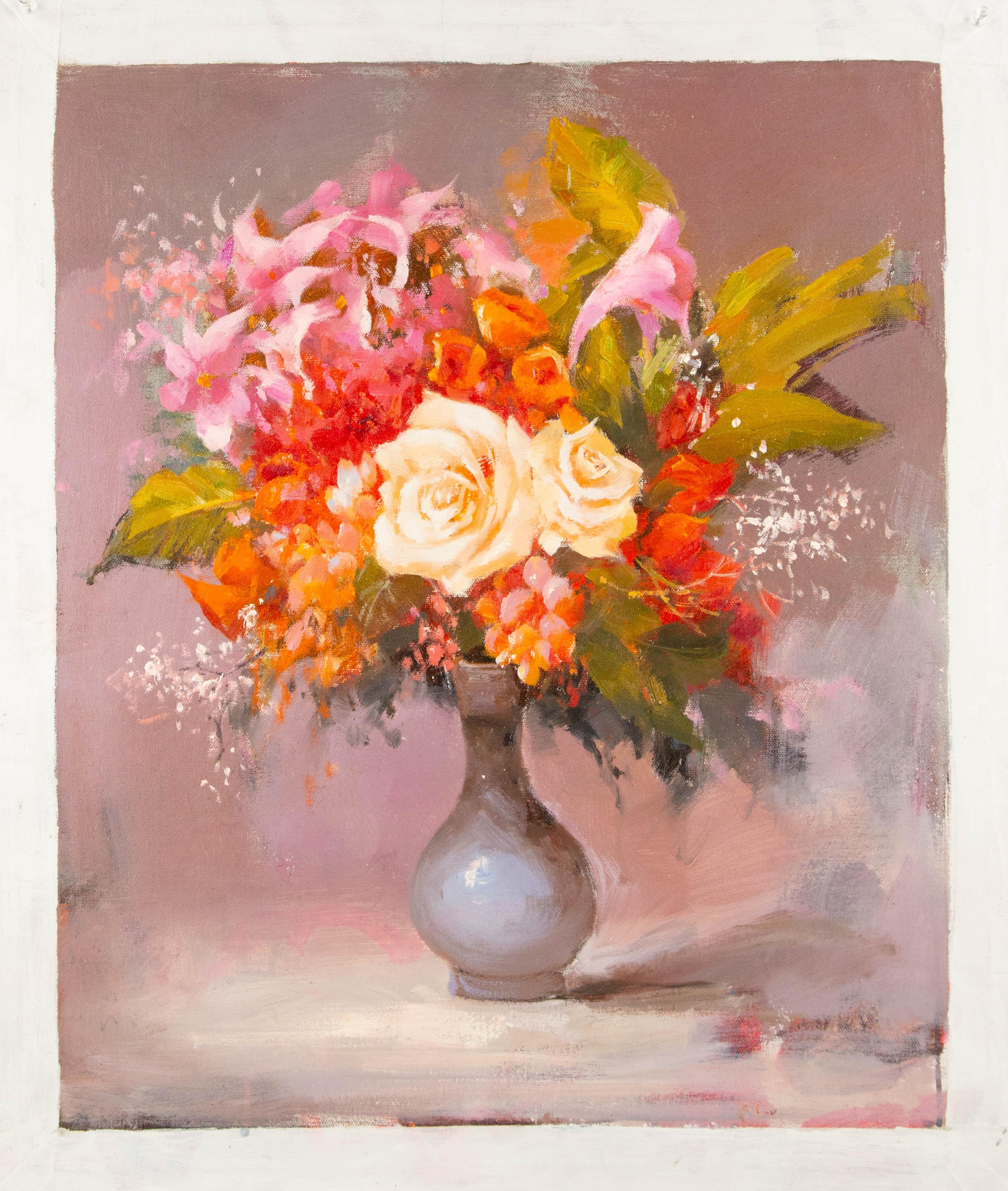 Chunli Huang Óleo original floral sobre lienzo 