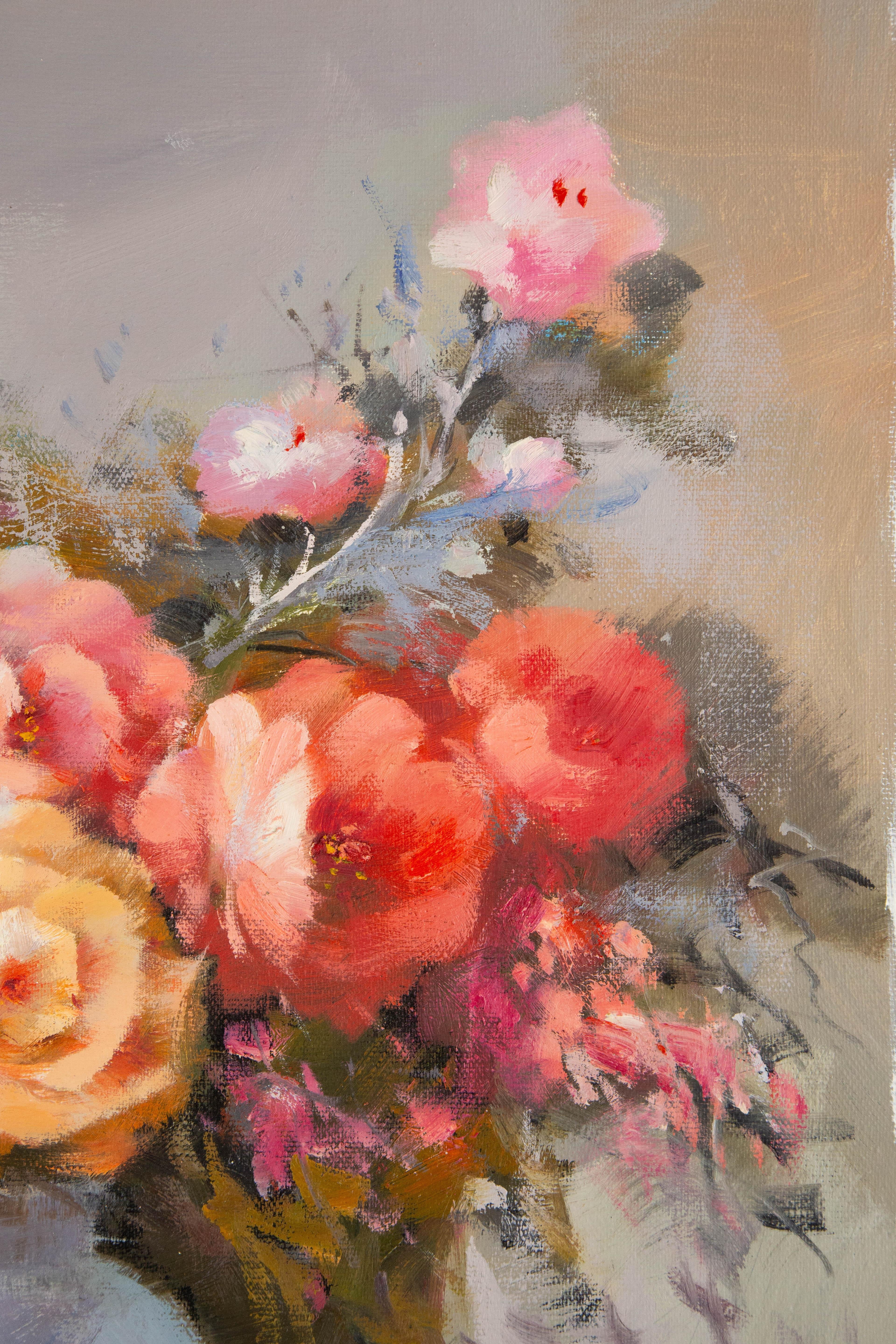  Titre : Beauté fleurie II
 Médium : Huile sur toile
 Taille : 24 x 19 pouces
 Cadre : Options d'encadrement disponibles !
 Condit : Le tableau semble être en excellent état.
 Note : Cette peinture n'est pas tendue
 Année : 2000 CIRCA
 Artistics :