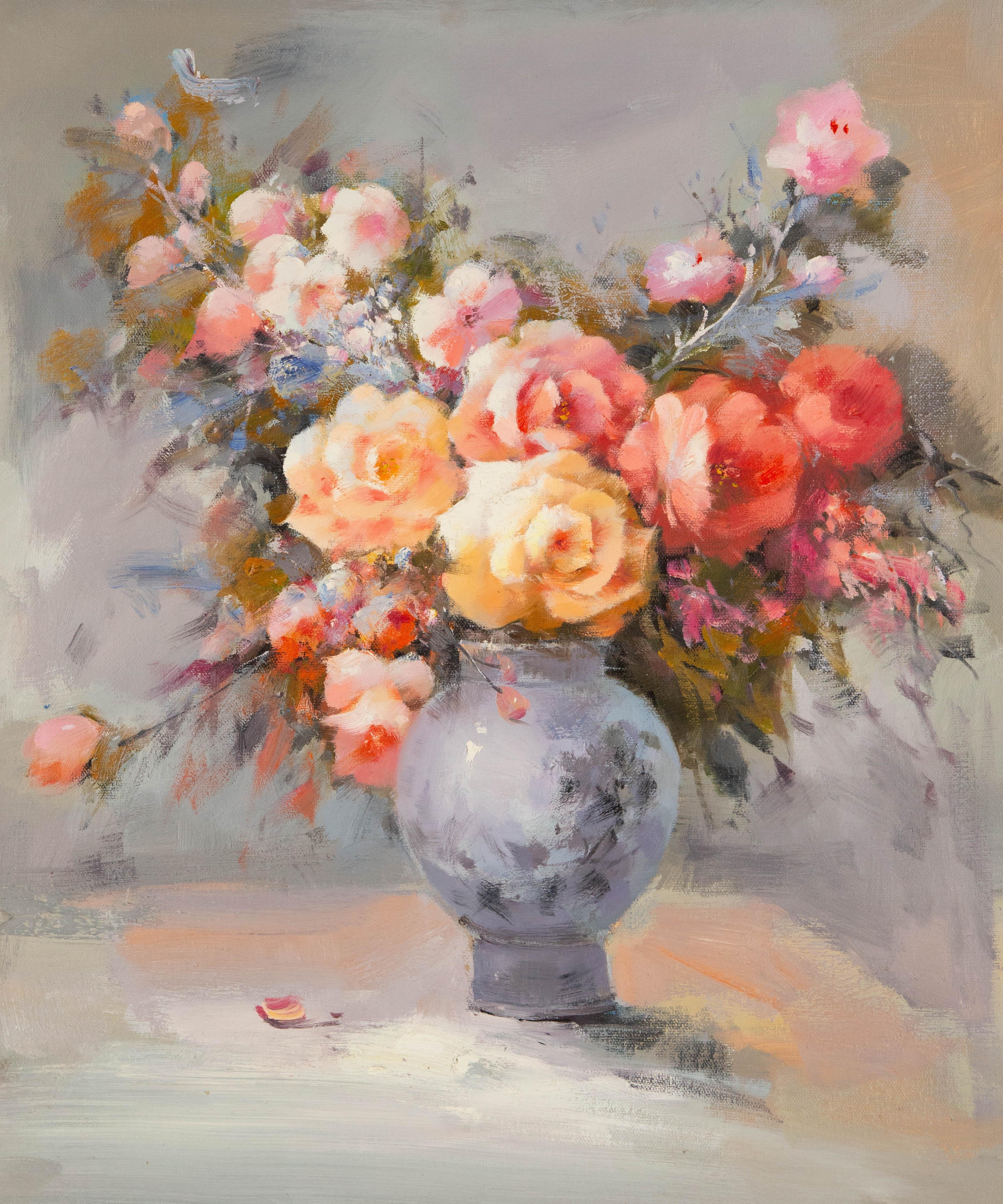 ChunLi Huang Natura morta originale Olio su tela "Bellezza in fiore II"
