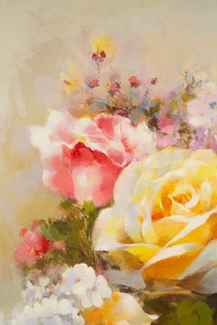 ChunLi Huang Still Life Original Oil On Canvas "Blooming Beauty IIII"