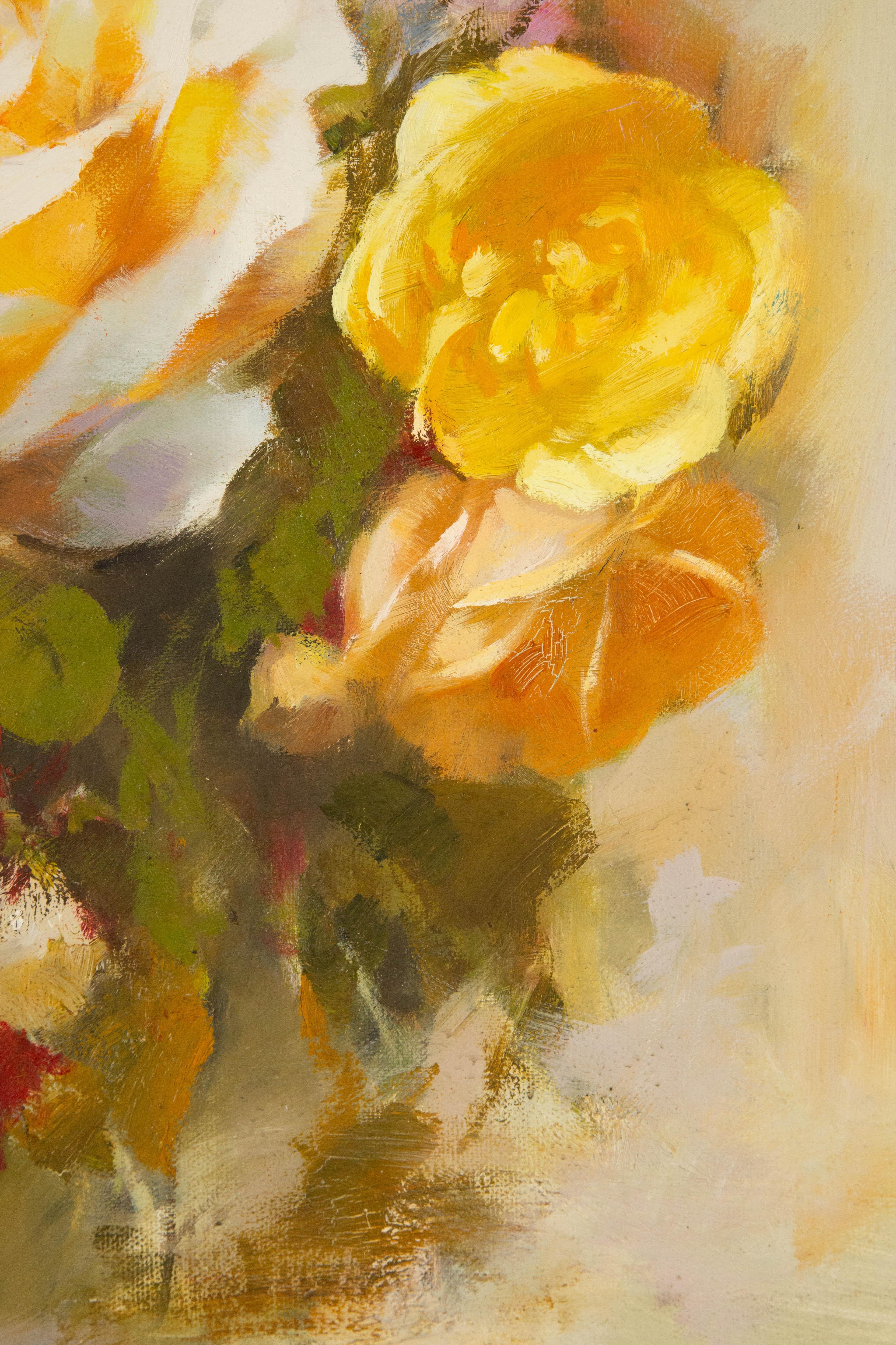 ChunLi Huang Stillleben Original Ölgemälde auf Leinwand „Blooming Beauty IIII“ im Angebot 1