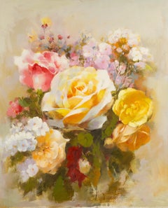 ChunLi Huang Nature morte originale Huile sur toile "Blooming Beauty IIII"
