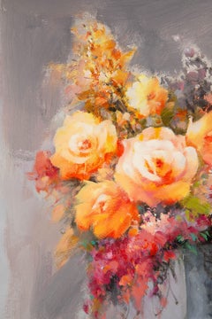 ChunLi Huang Still Life Original Oil On Canvas "Blooming Beauty IV"
