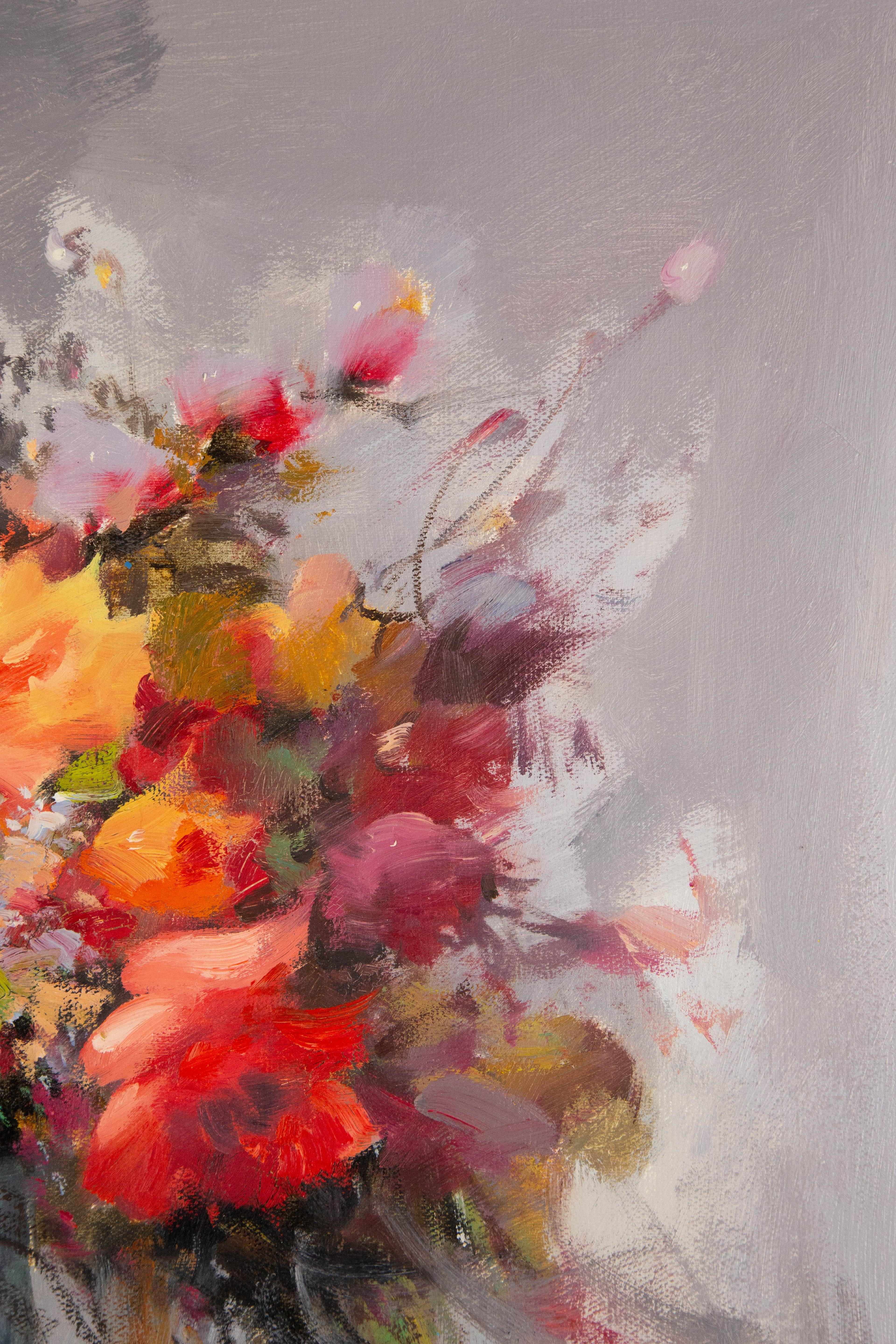 Title: Blooming Beauty IV
 Medium: Oil on canvas
 Size: 24 x 20 inches
 Frame: Framing options available!
 Condition: The painting appears to be in excellent condition.
 Note: This painting is unstretched
 Year: 2000 Circa
 Artist: ChunLi Huang
