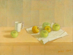 Chunlong Zhang Nature morte originale Huile sur toile "Pomme".