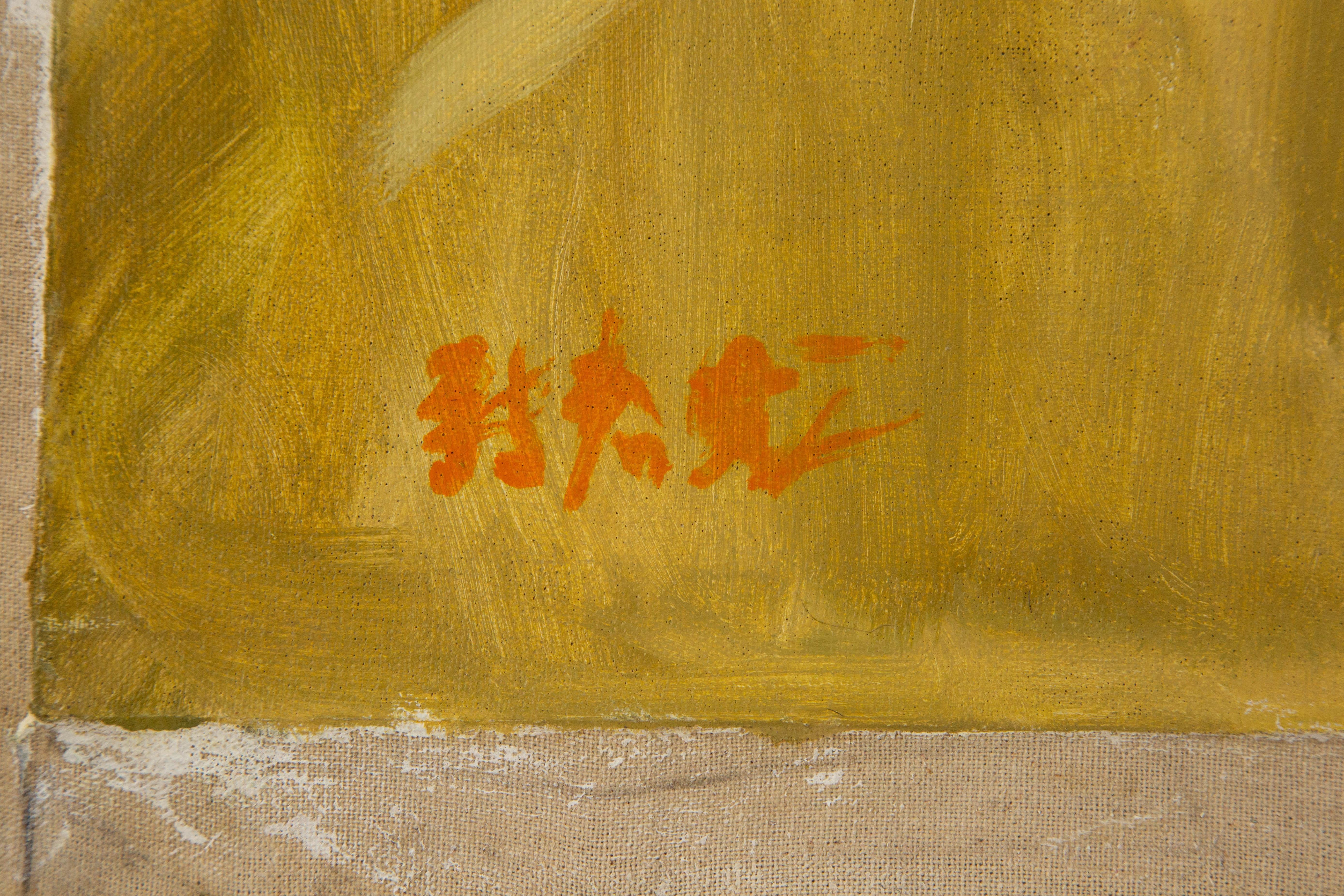Chunlong Zhang Stillleben Original Ölgemälde auf Leinwand „Peach und Licht“ im Angebot 6