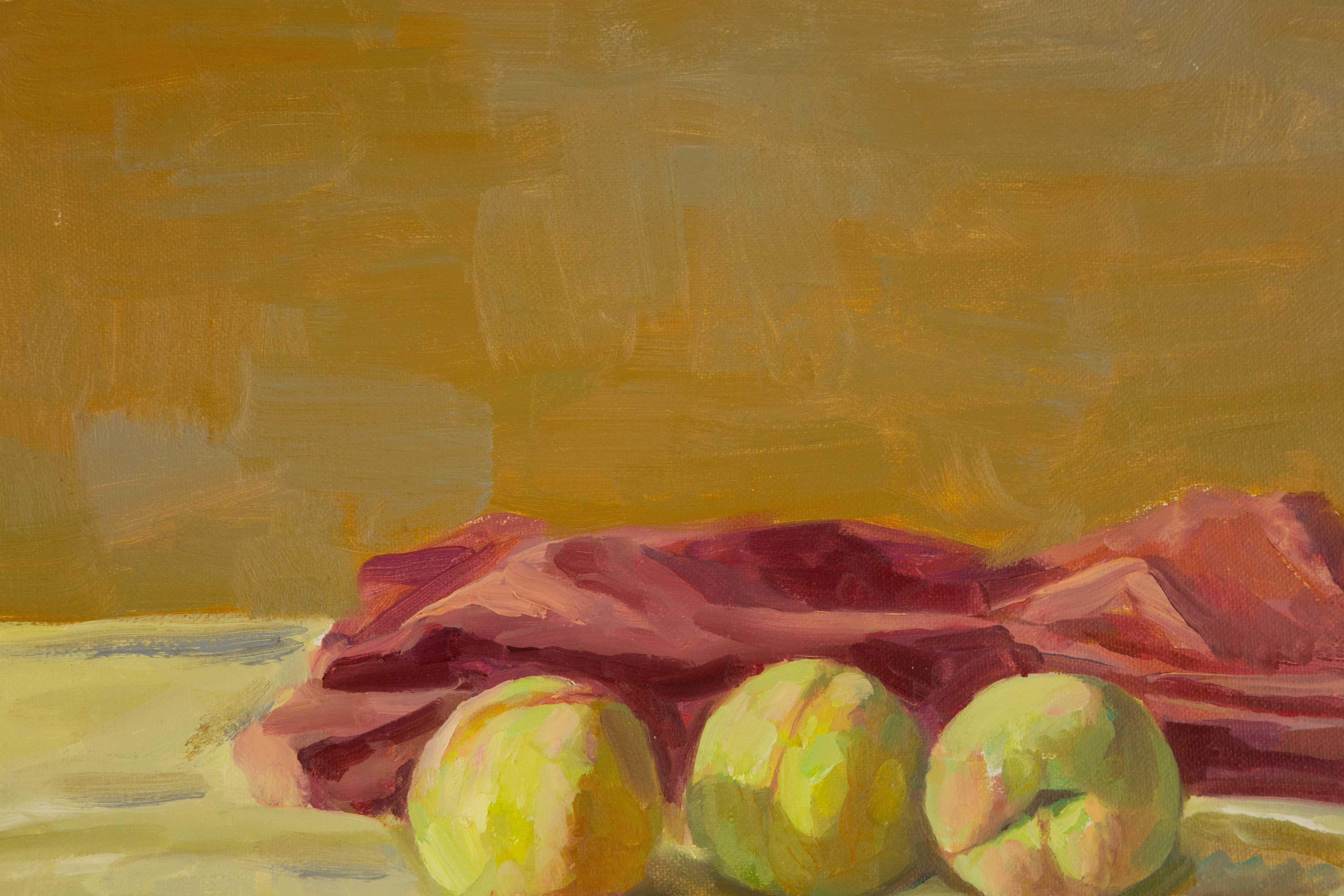 ChunLong Zhang Stillleben Original Ölgemälde auf Leinwand „Pfirsichstudie“ – Painting von Chunlong Zhang
