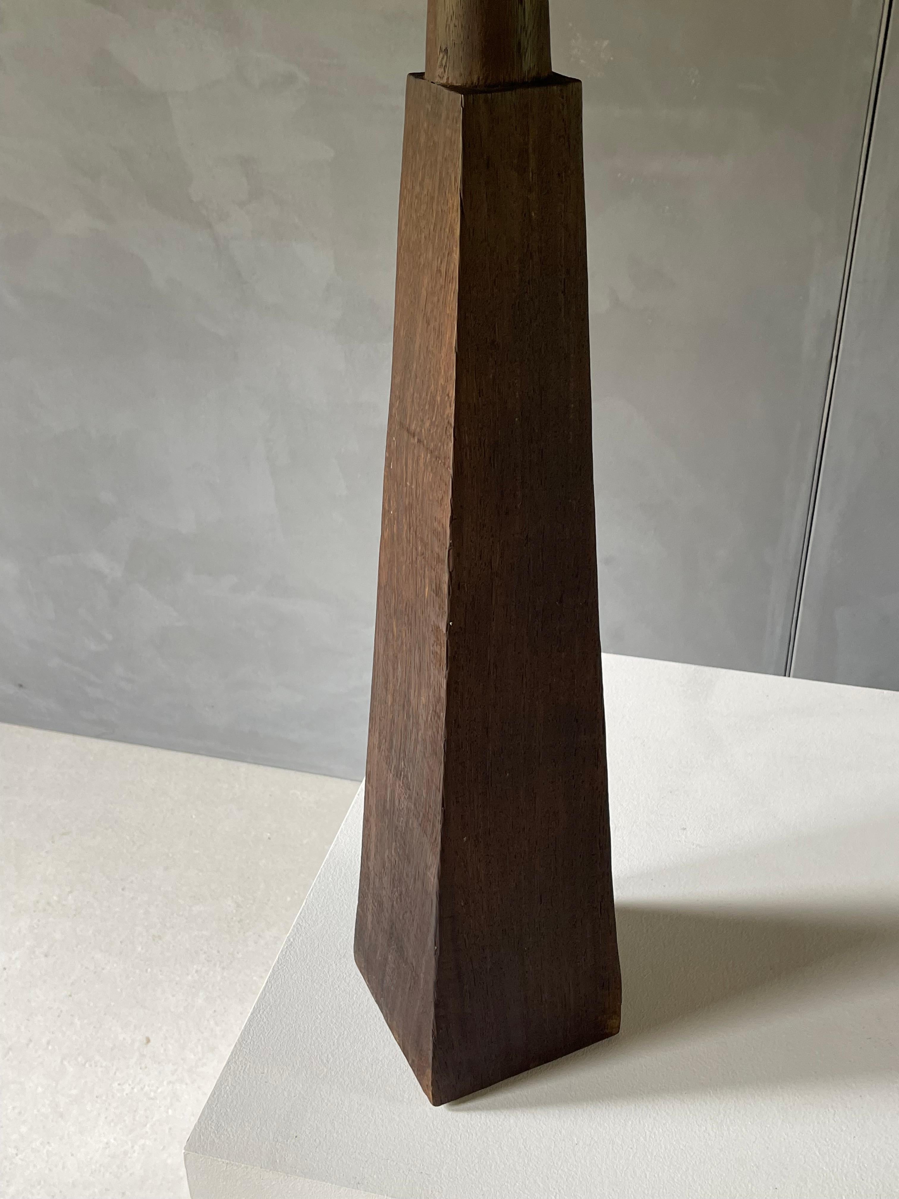 Hardwood Church Candlestick Burnt Iroko Wood - Arno Declercq For Sale