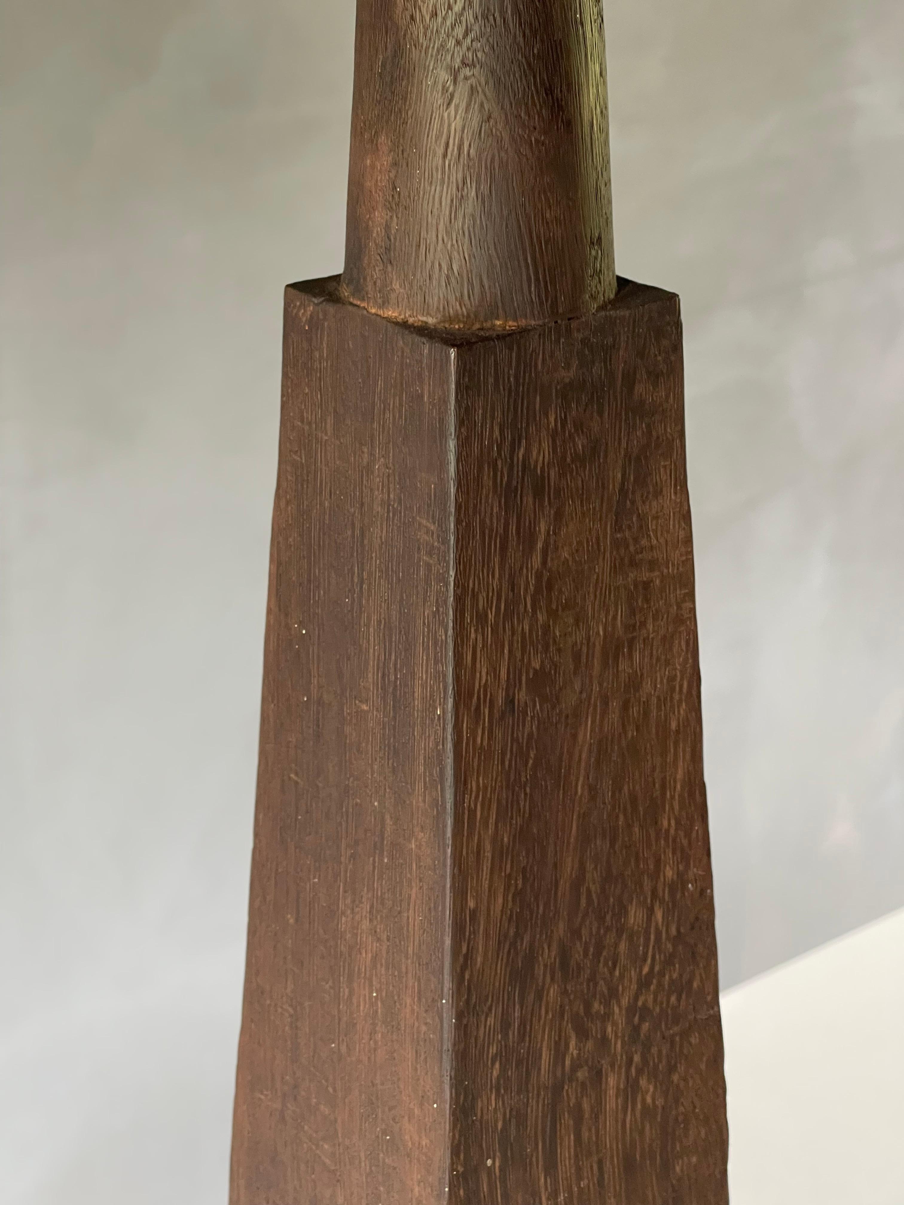 Church Candlestick Burnt Iroko Wood - Arno Declercq For Sale 1
