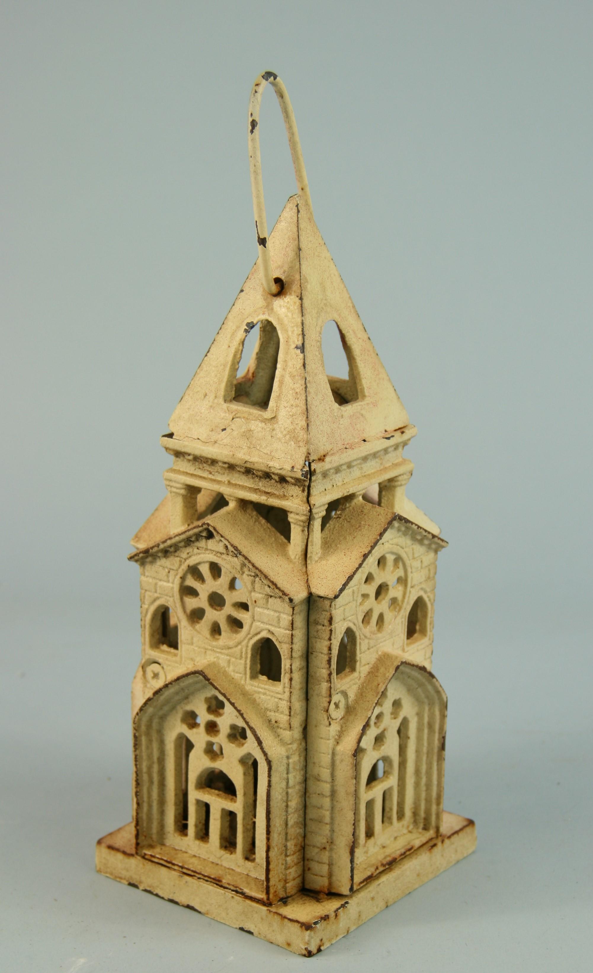 3-539 Japanese cast iron church candle lantern/sculpture/model.