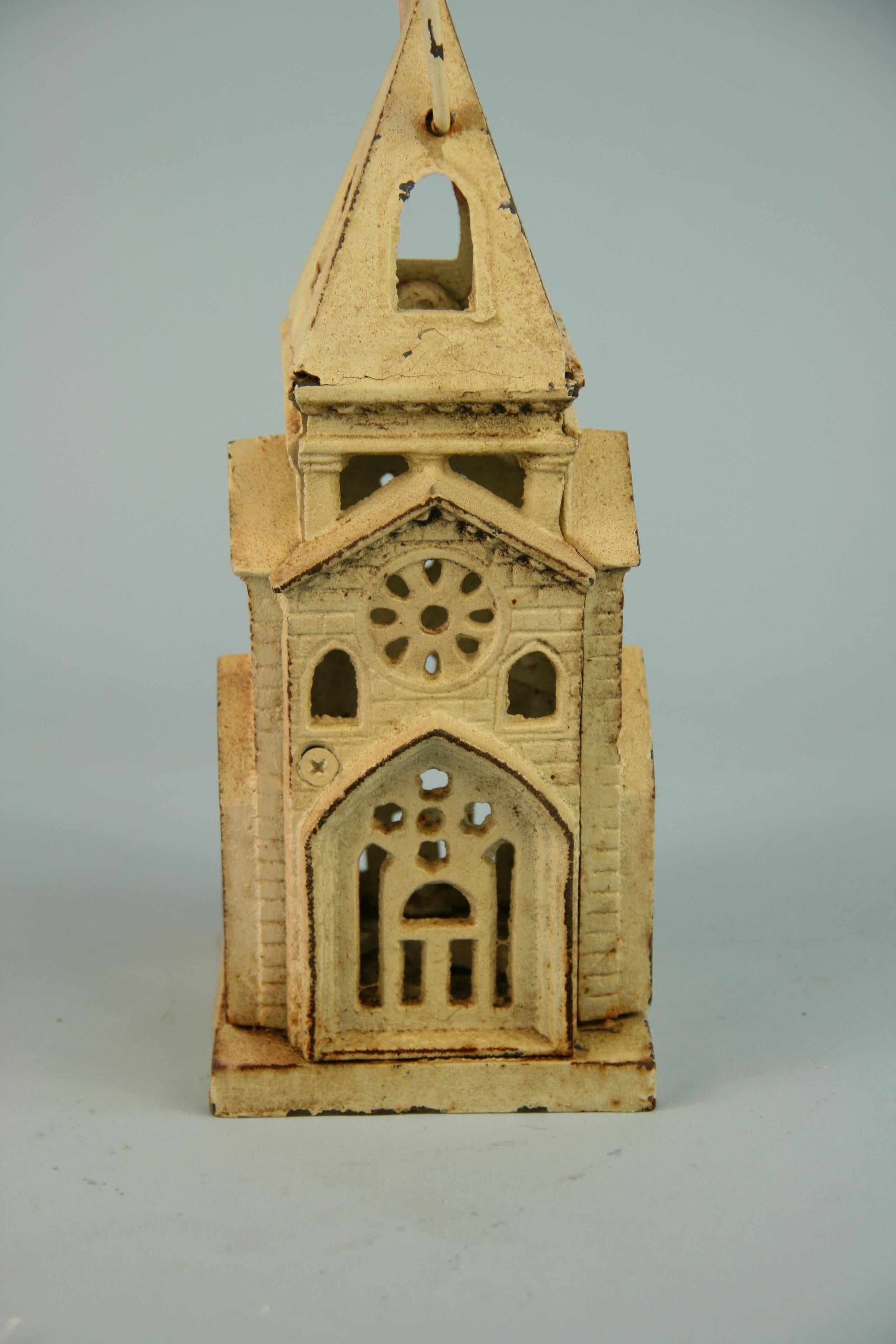 Japanese Garden Church Cast Iron Candle Lantern/Sculpture/Model In Good Condition In Douglas Manor, NY