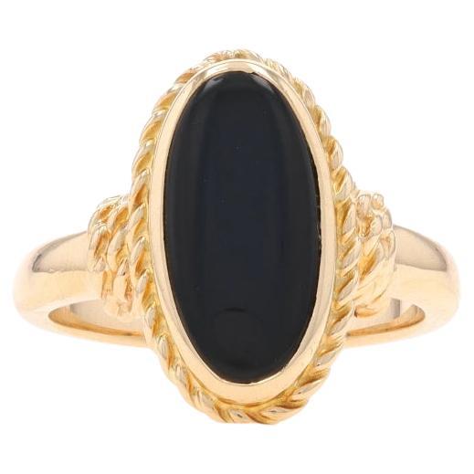 Church & Co. Onyx Cocktail Solitaire Ring - Yellow Gold 14k Nautical Rope For Sale