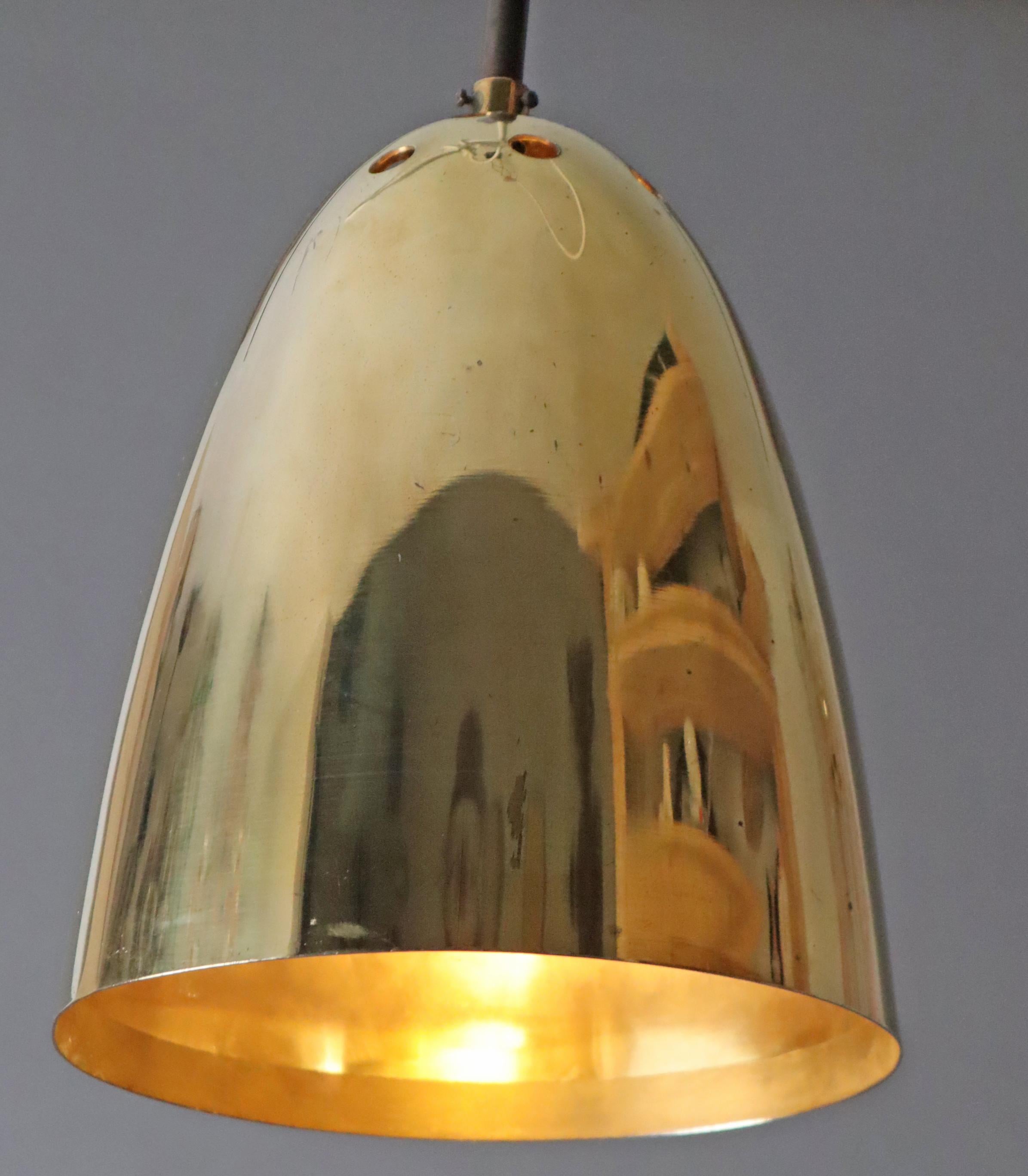 Hand-Crafted Church Cone Light in Brass, Germany 1950s For Sale