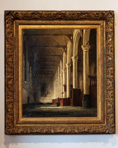 "Church Interior with Figure" Painting by Jacques Snoeck, Dutch 1881-1921