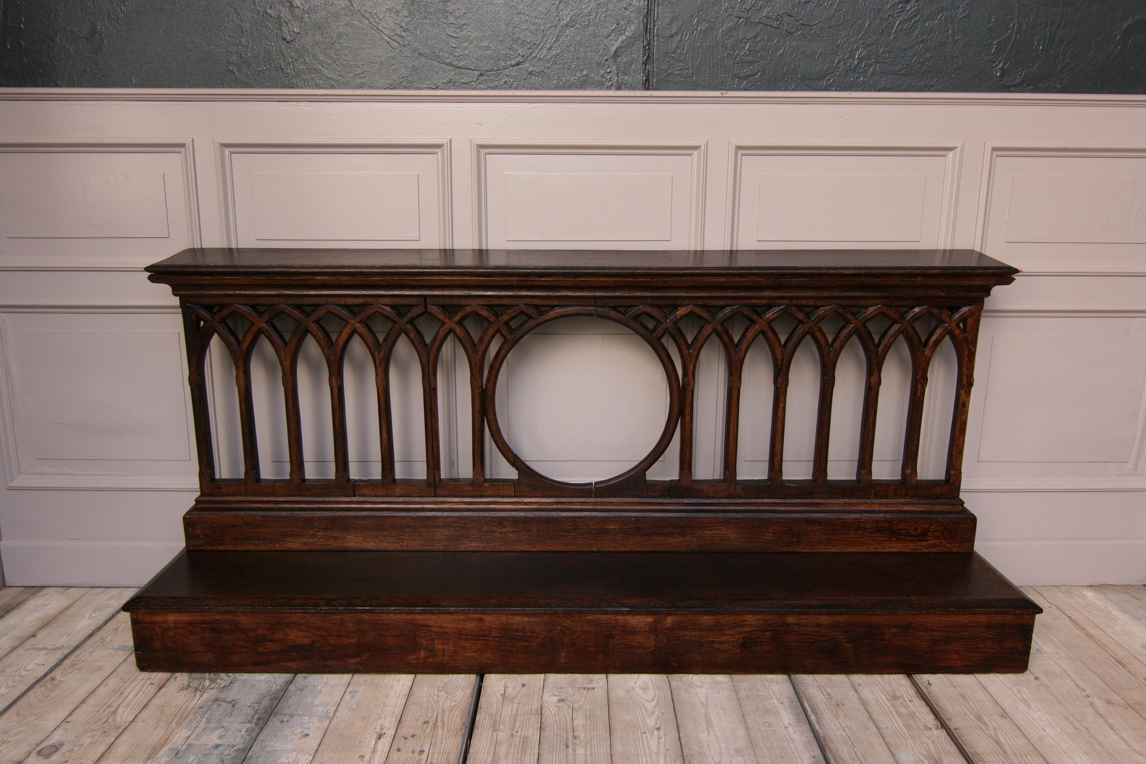 Gothic Revival Church Prayer Bench or Console Made of Oak