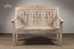 Church Style Carved Wooden Bench, 20th Century