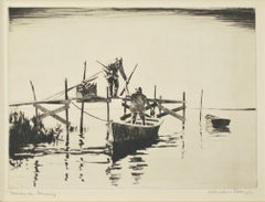 "Mattina di novembre", acquaforte originale firmata da Churchill Ettinger