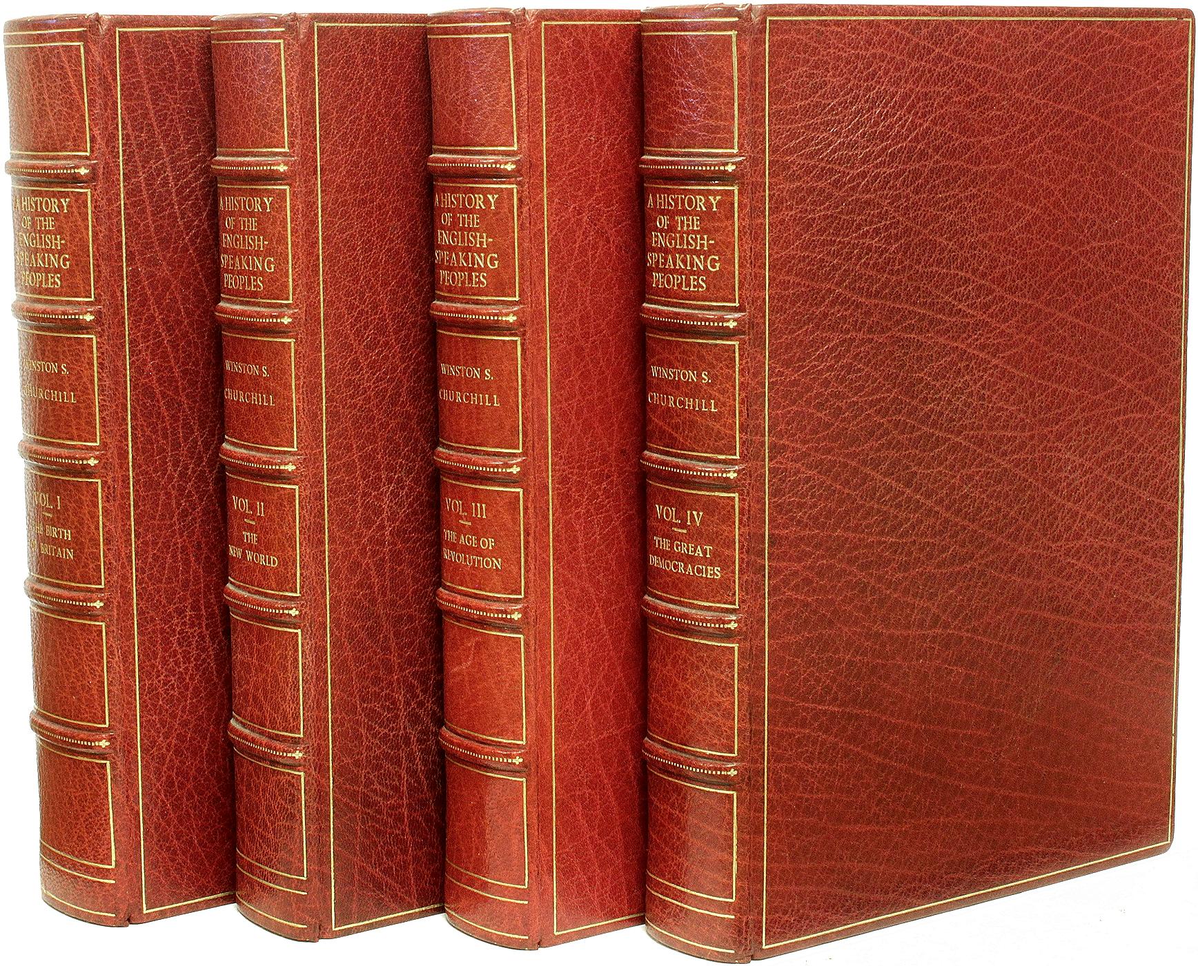 AUTEUR : CHURCHILL, Winston. 

TITRE : Histoire des peuples de langue anglaise.

ÉDITEUR : NY : Dodd, Mead & Company, 1956-56-57-58.

DESCRIPTION : 4 volumes, 8-1/4