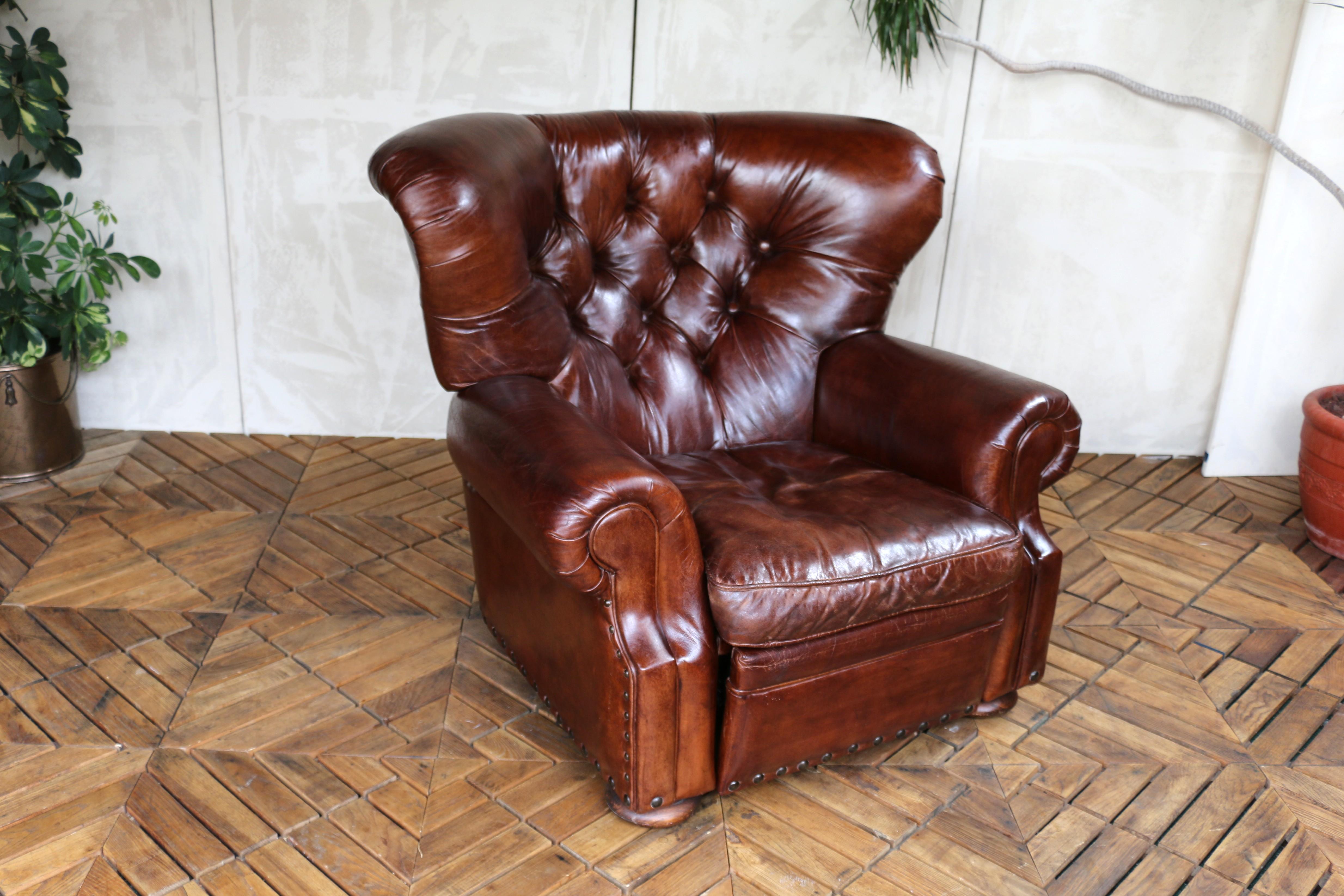 Fauteuil inclinable en cuir Churchill de Restoration Hardware en vente 3